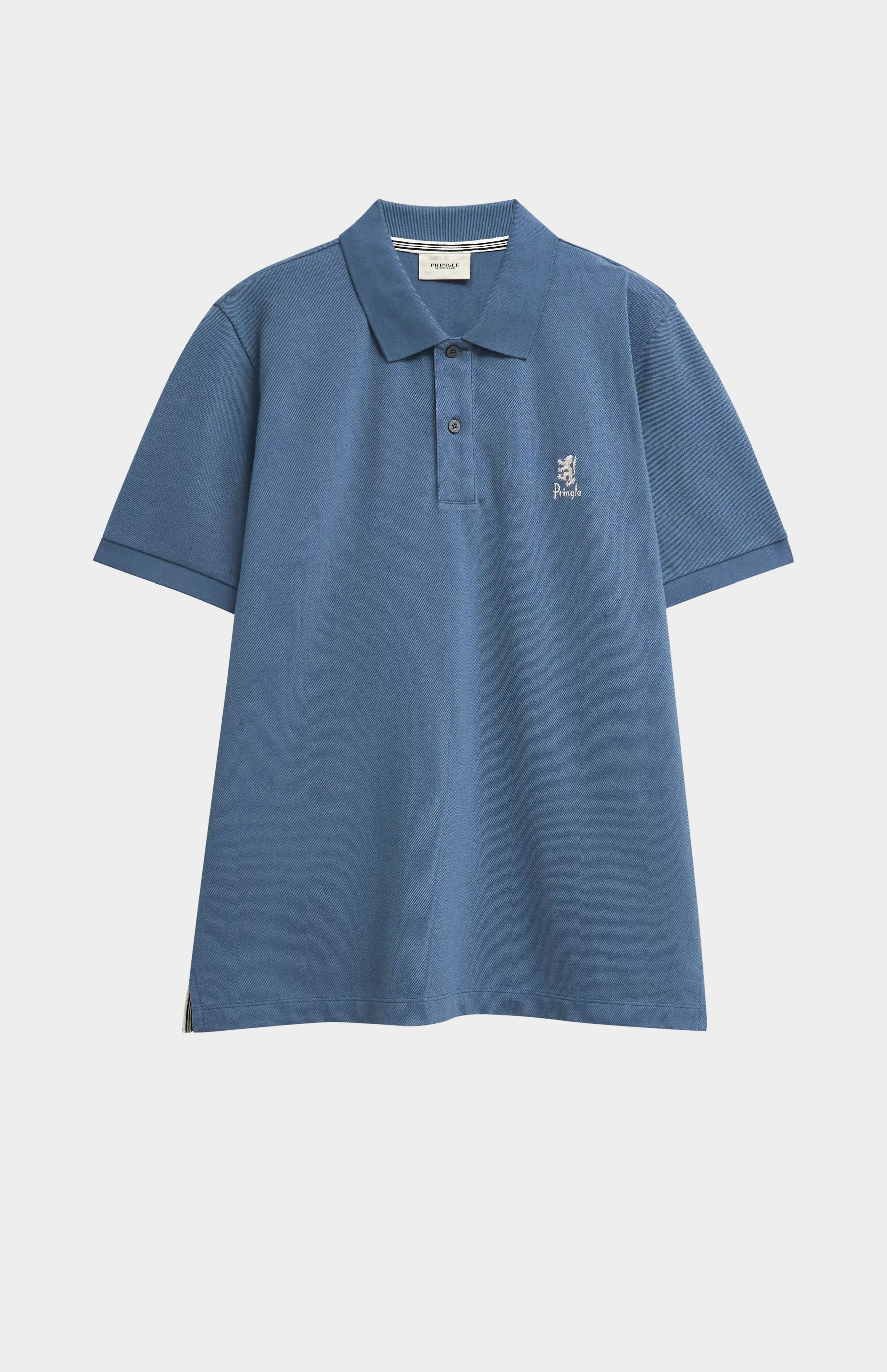 Men's Cotton Pique Polo Shirt In Bering Blue sold by Pringle of Scotland