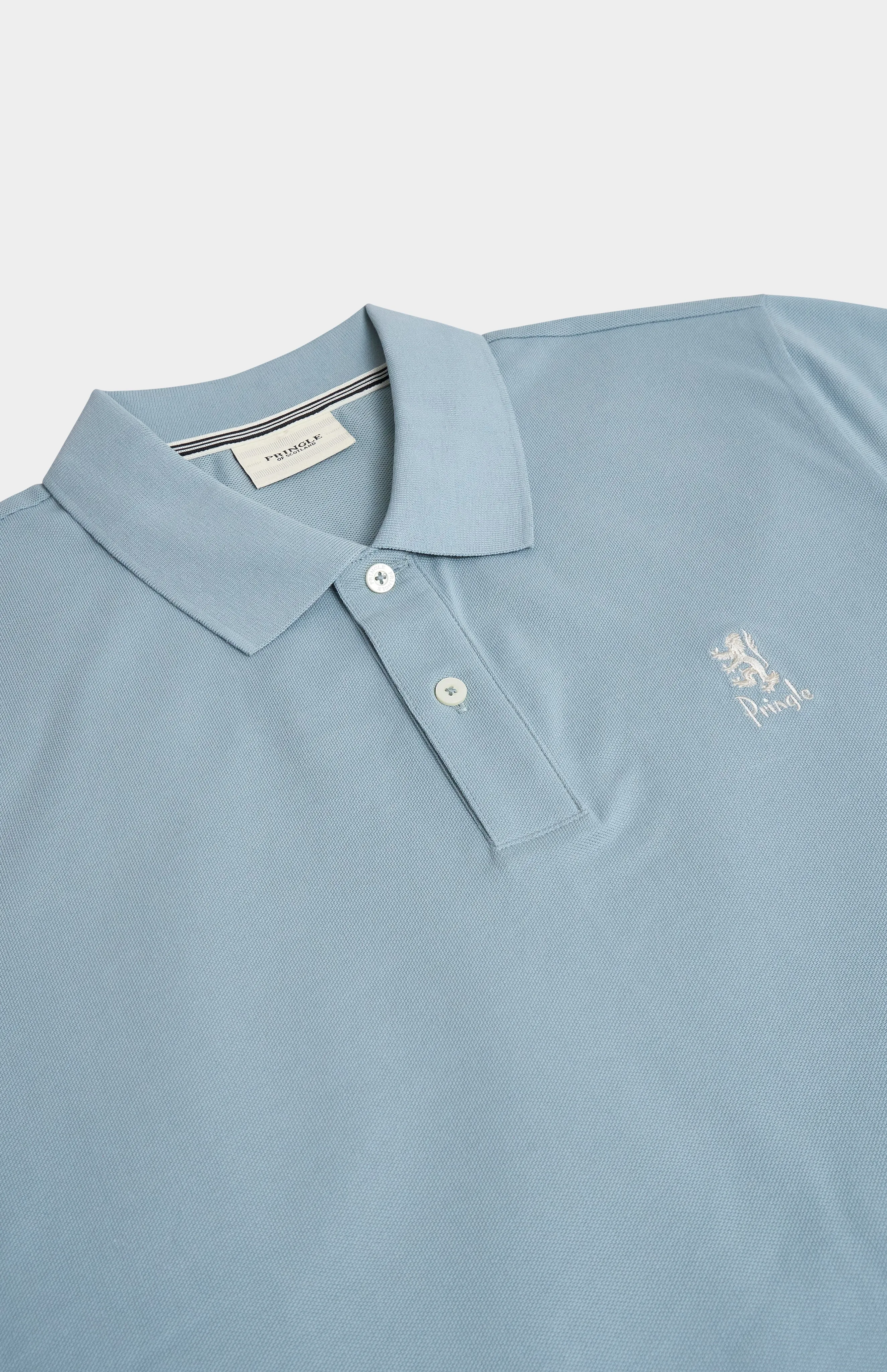 Men's Cotton Pique Polo Shirt In Sky Blue sold by Pringle of Scotland