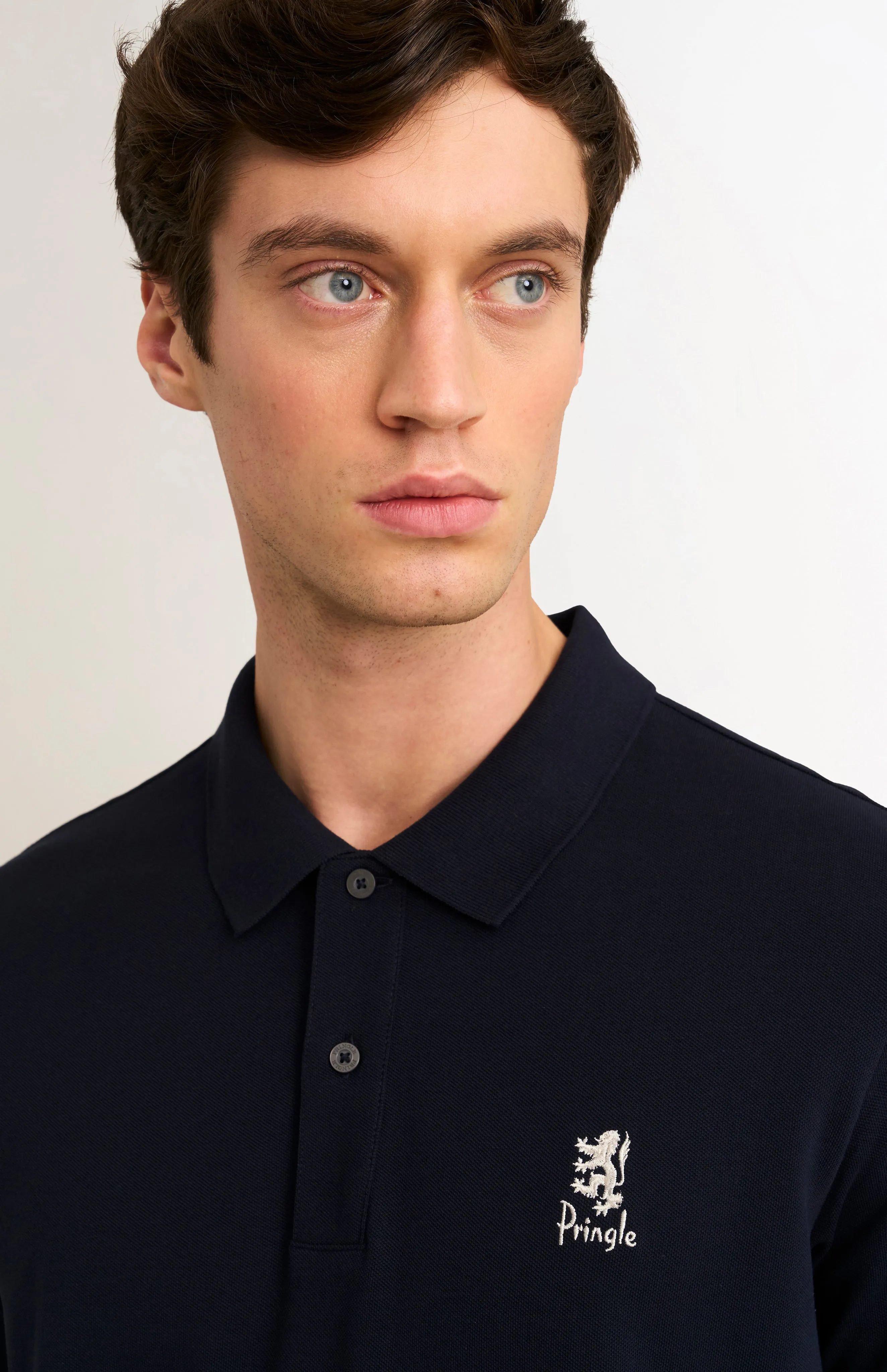 Men's Cotton Pique Polo Shirt In Navy sold by Pringle of Scotland product image thumbnail 3