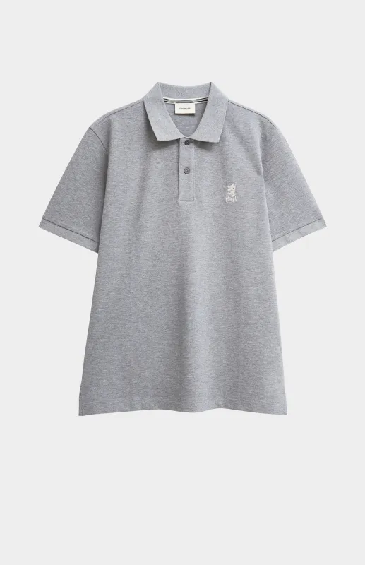 Men's Cotton Pique Polo Shirt In Grey Melange made by Pringle