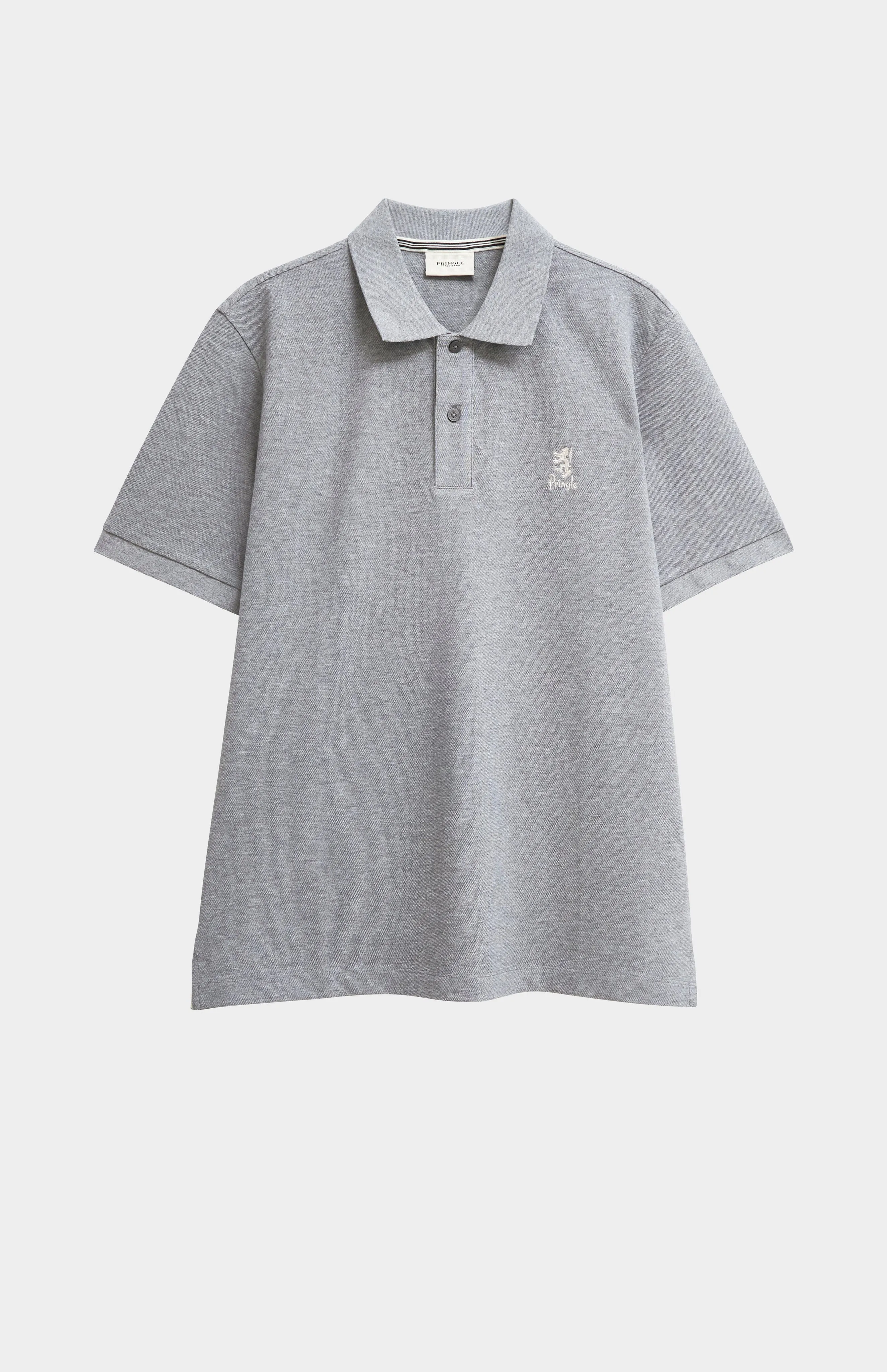 Men's Cotton Pique Polo Shirt In Grey Melange sold by Pringle of Scotland