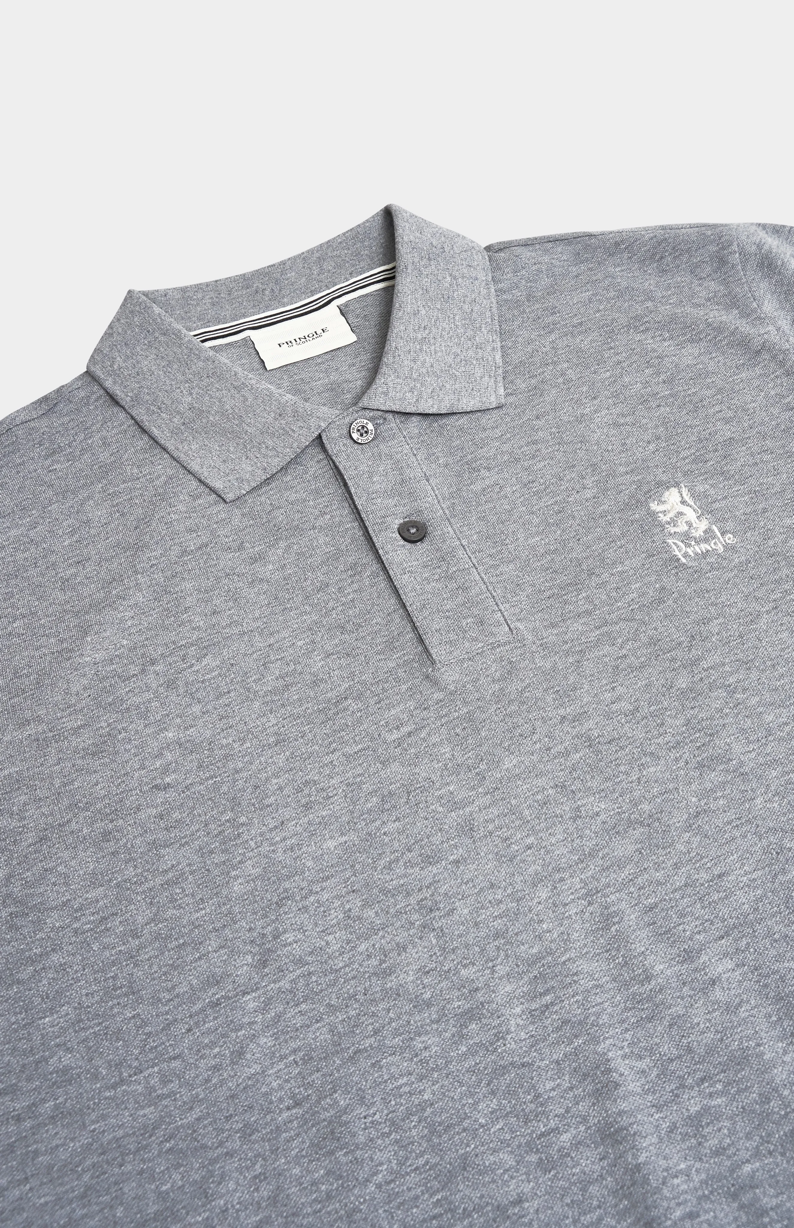 Men's Cotton Pique Polo Shirt In Grey Melange sold by Pringle of Scotland product image thumbnail 3