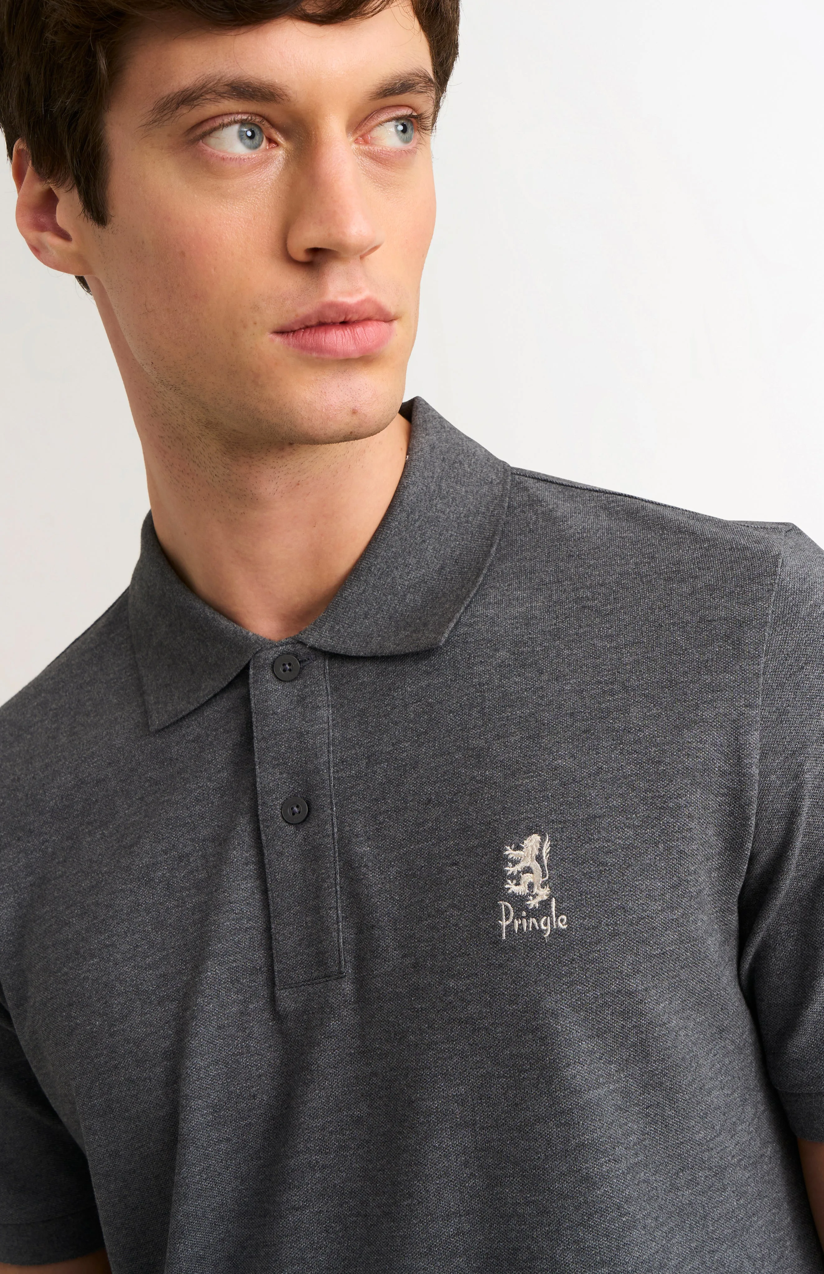 Men's Cotton Pique Polo Shirt In Charcoal sold by Pringle of Scotland product image thumbnail 3