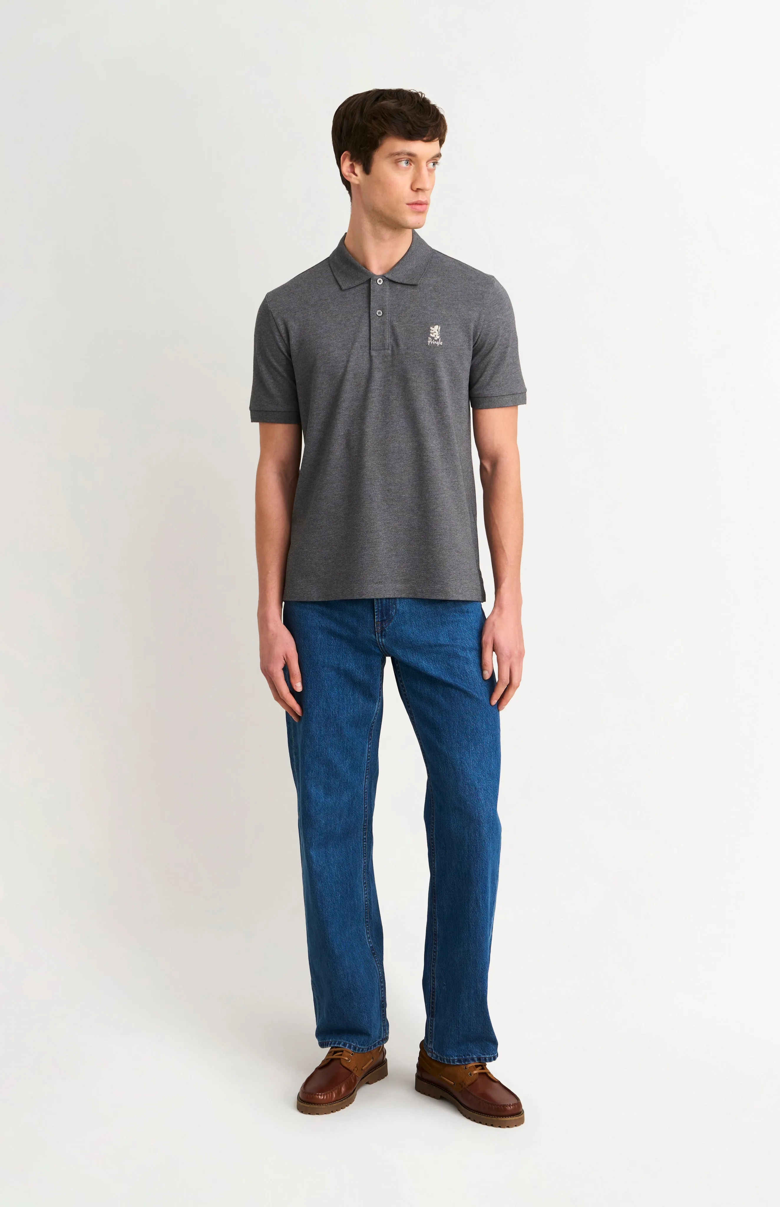 Men's Cotton Pique Polo Shirt In Charcoal sold by Pringle of Scotland product image thumbnail 2