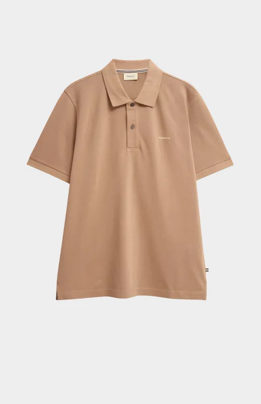 Men's Cotton Modal Pique Polo Shirt In Mushroom made by Pringle
