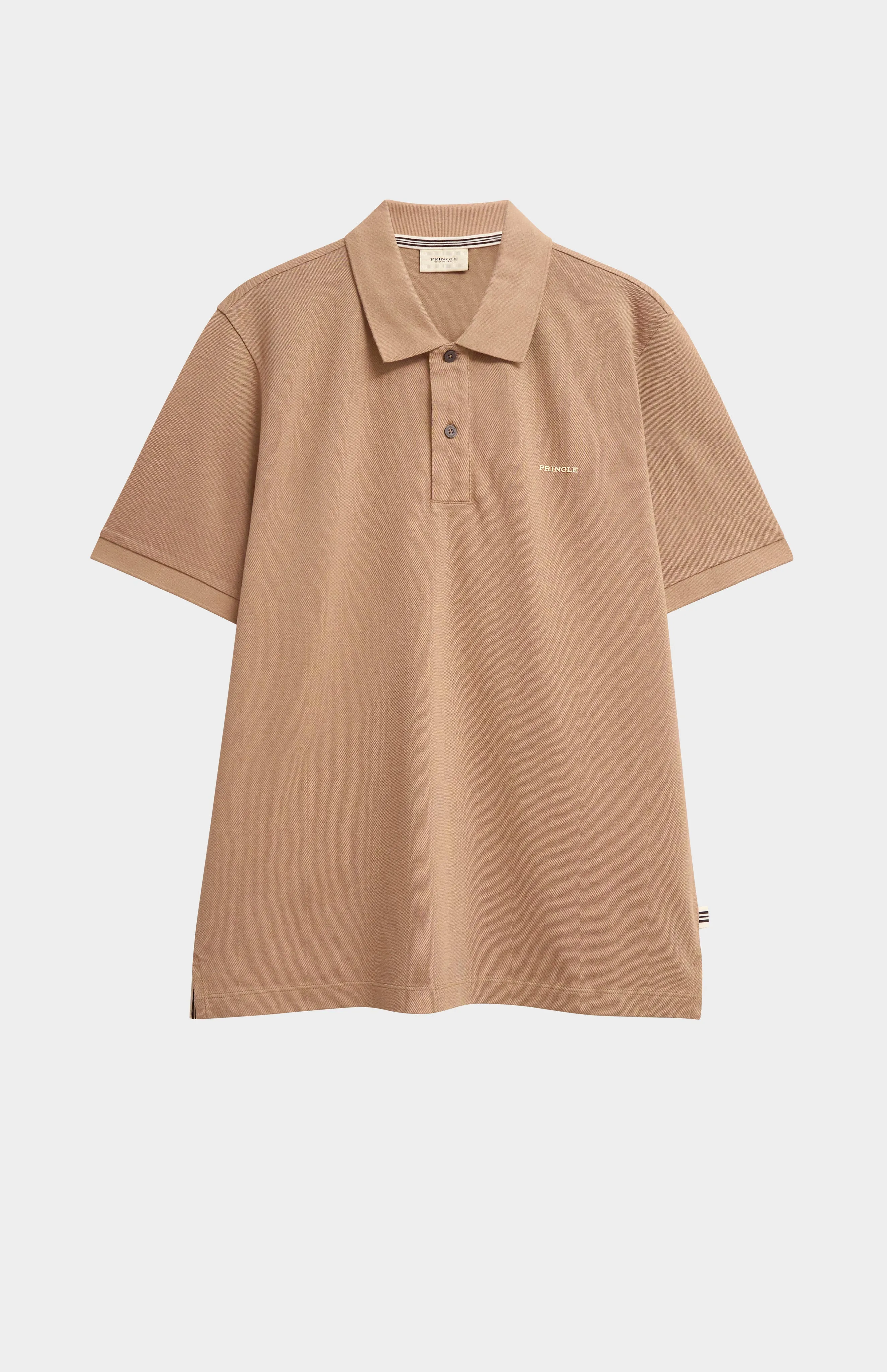 Men's Cotton Modal Pique Polo Shirt In Mushroom sold by Pringle of Scotland