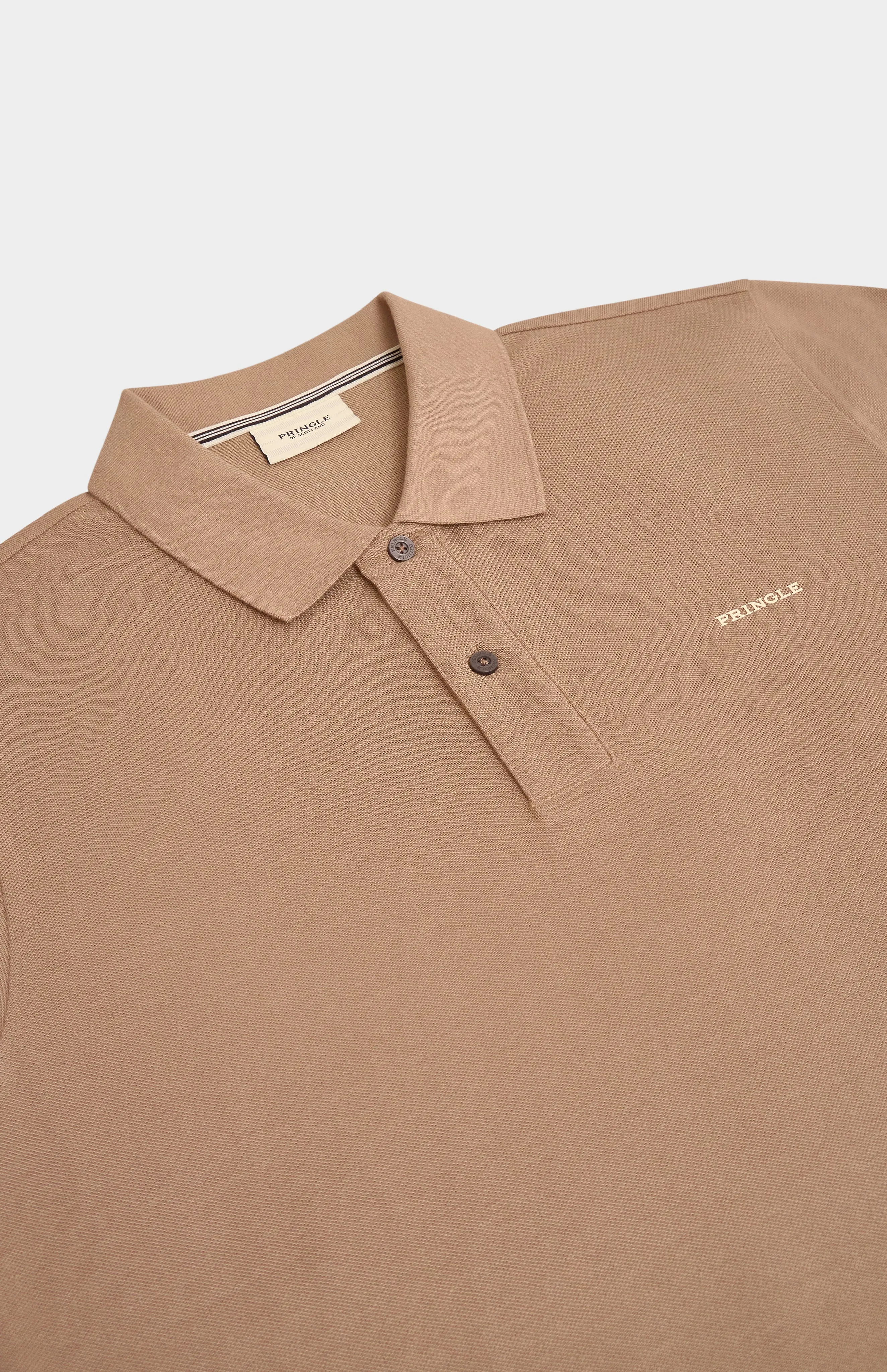 Men's Cotton Modal Pique Polo Shirt In Mushroom sold by Pringle of Scotland product image thumbnail 3