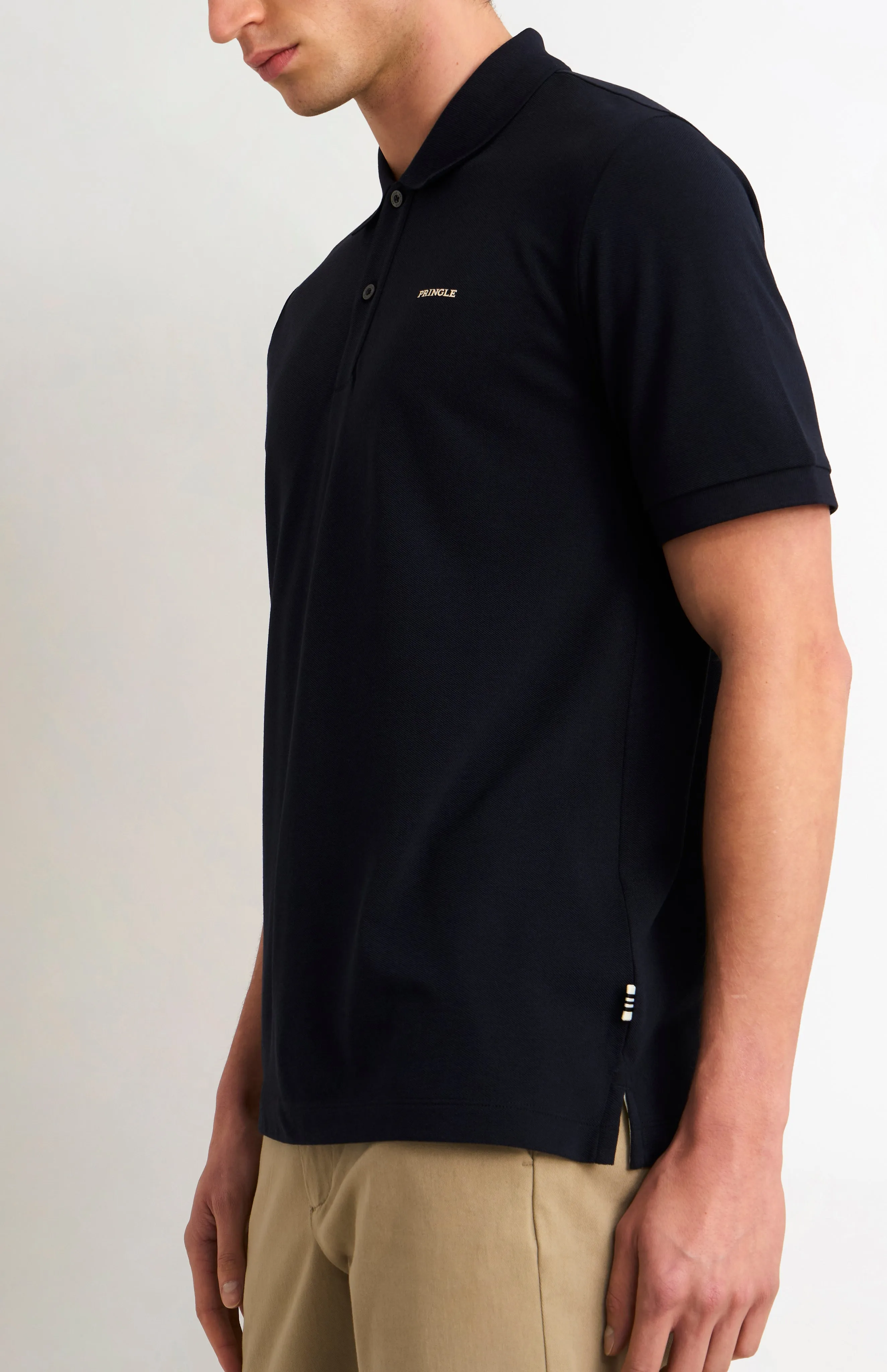 Men's Cotton Modal Pique Polo Shirt In Navy sold by Pringle of Scotland product image thumbnail 3