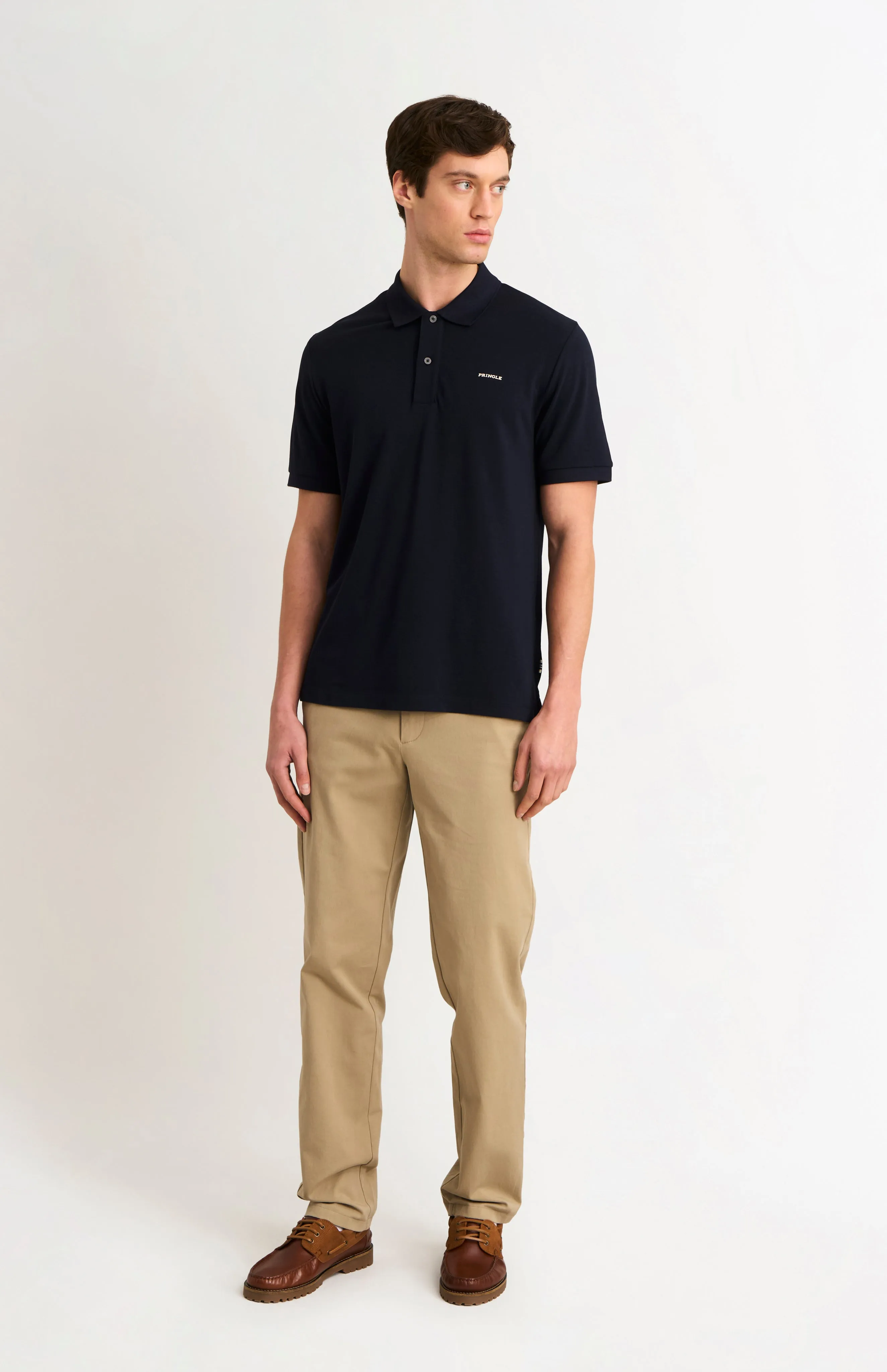 Men's Cotton Modal Pique Polo Shirt In Navy sold by Pringle of Scotland product image thumbnail 2