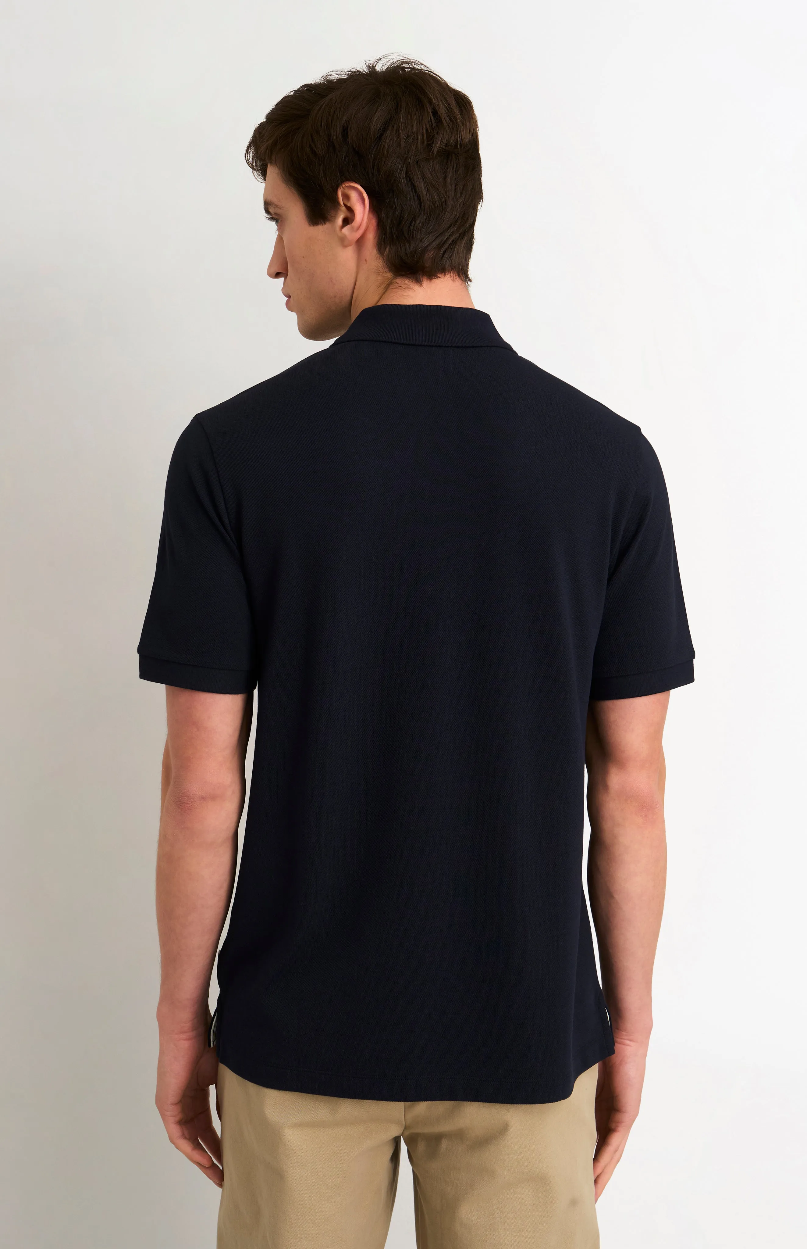 Men's Cotton Modal Pique Polo Shirt In Navy sold by Pringle of Scotland product image thumbnail 4