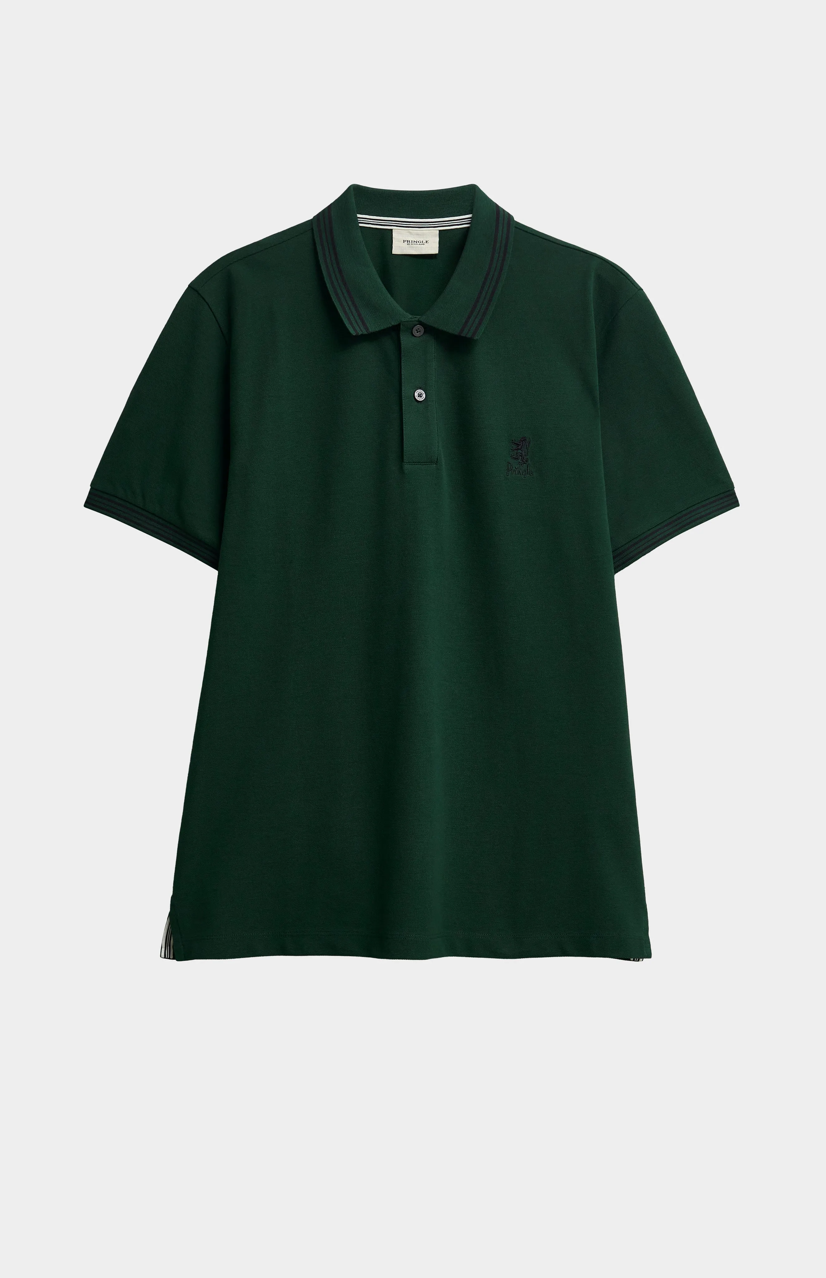 Men's Cotton Pique Polo Shirt With Tipping In Forest Green sold by Pringle of Scotland product image thumbnail 5