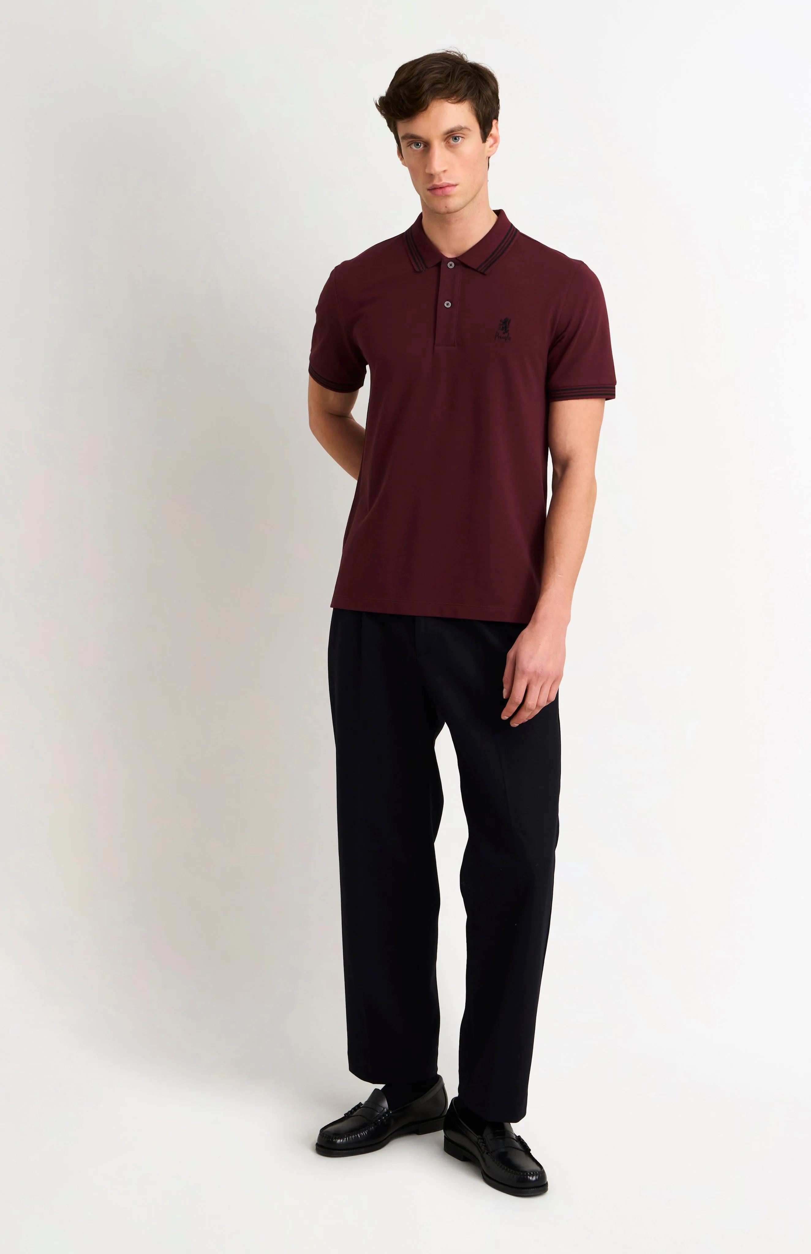 Men's Cotton Pique Polo Shirt With Tipping In Port Royale sold by Pringle of Scotland product image thumbnail 2