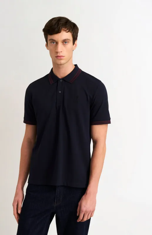 Men's Cotton Pique Polo Shirt With Tipping In Navy made by Pringle