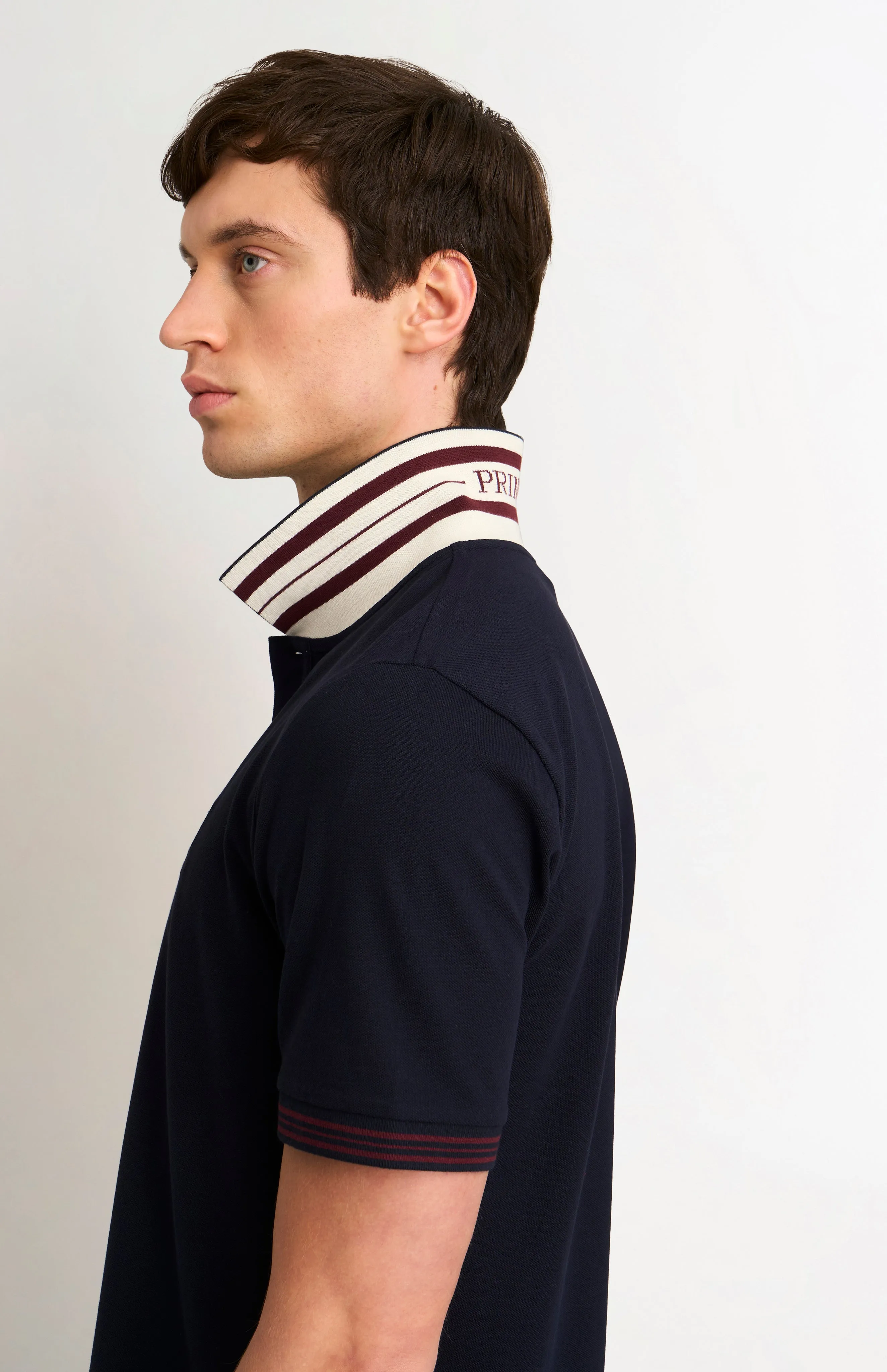 Men's Cotton Pique Polo Shirt With Tipping In Navy sold by Pringle of Scotland product image thumbnail 4