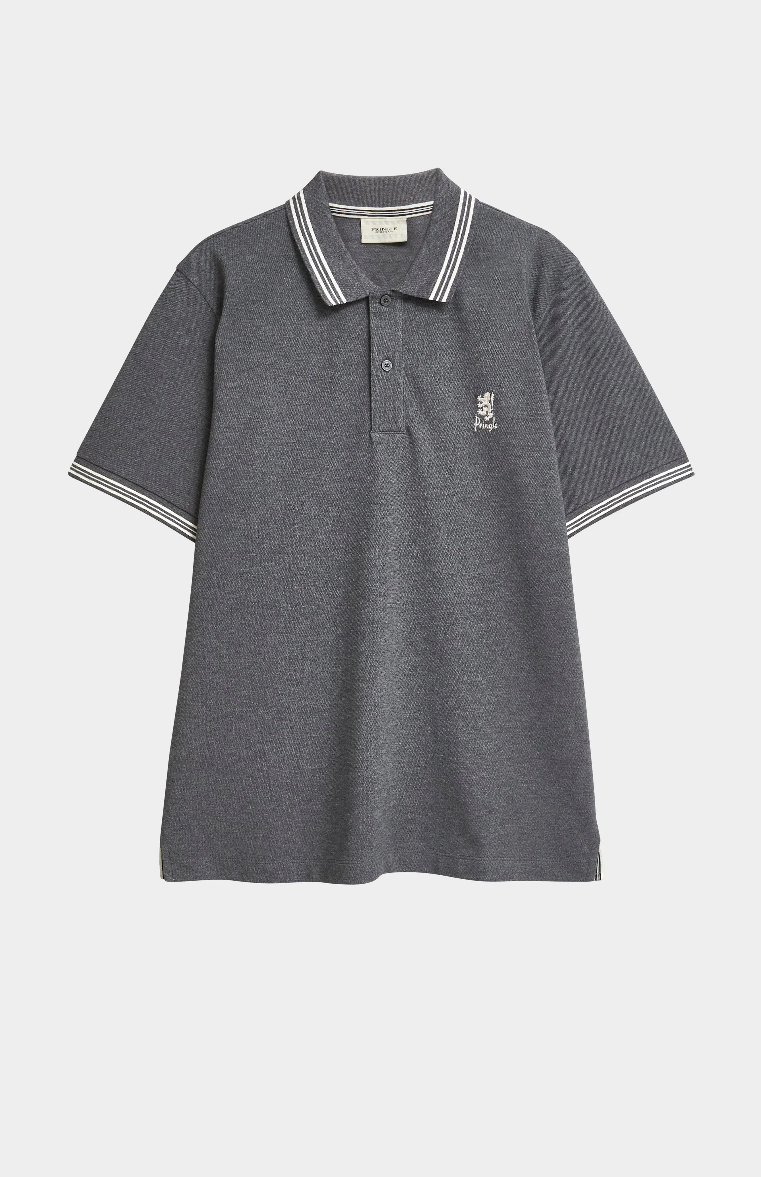 Men's Cotton Pique Polo Shirt With Tipping In Charcoal sold by Pringle of Scotland product image thumbnail 5