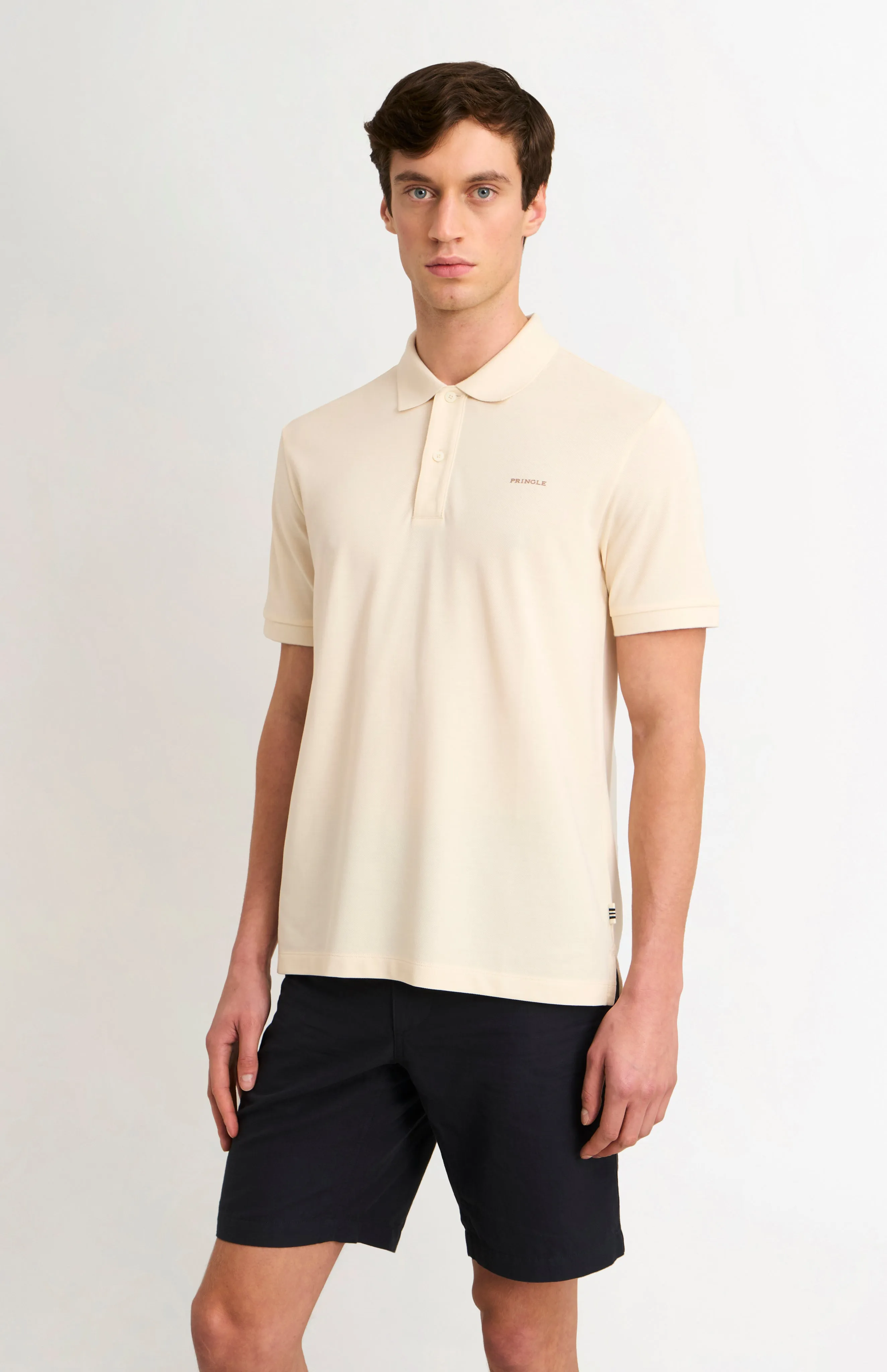Men's Cotton Modal Pique Polo Shirt In Ecru sold by Pringle of Scotland product image thumbnail 2