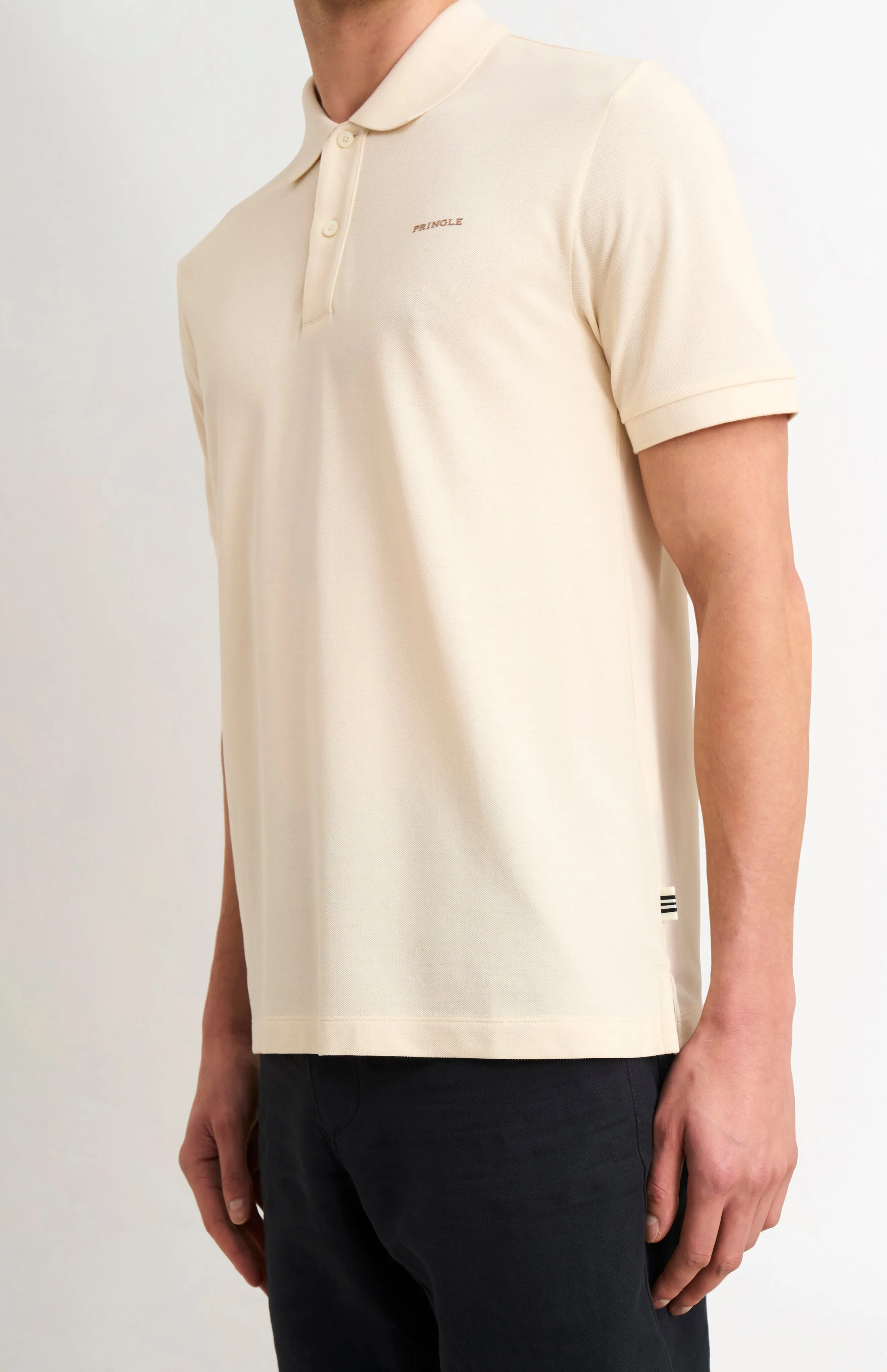 Men's Cotton Modal Pique Polo Shirt In Ecru sold by Pringle of Scotland product image thumbnail 3