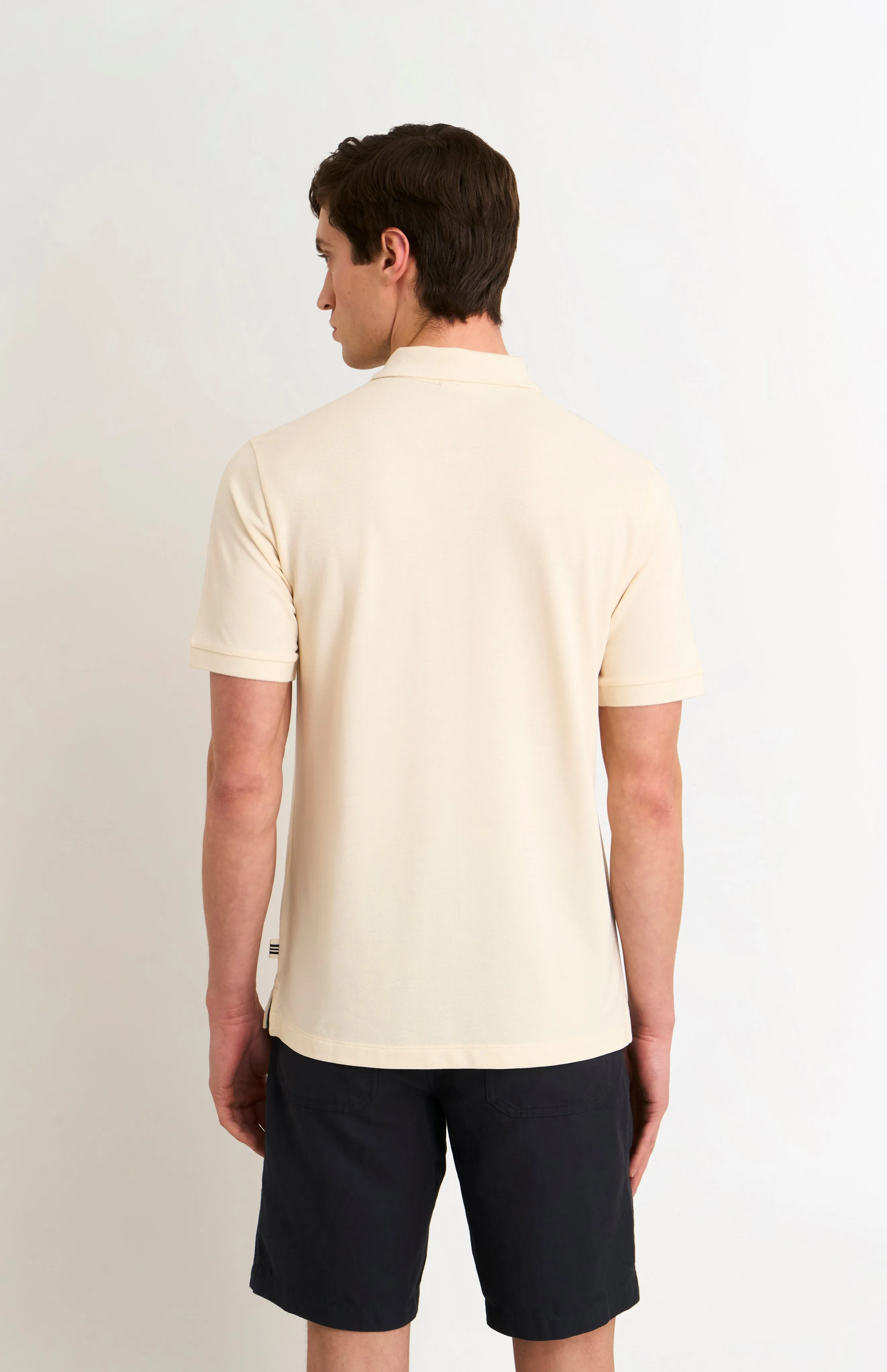 Men's Cotton Modal Pique Polo Shirt In Ecru sold by Pringle of Scotland product image thumbnail 4