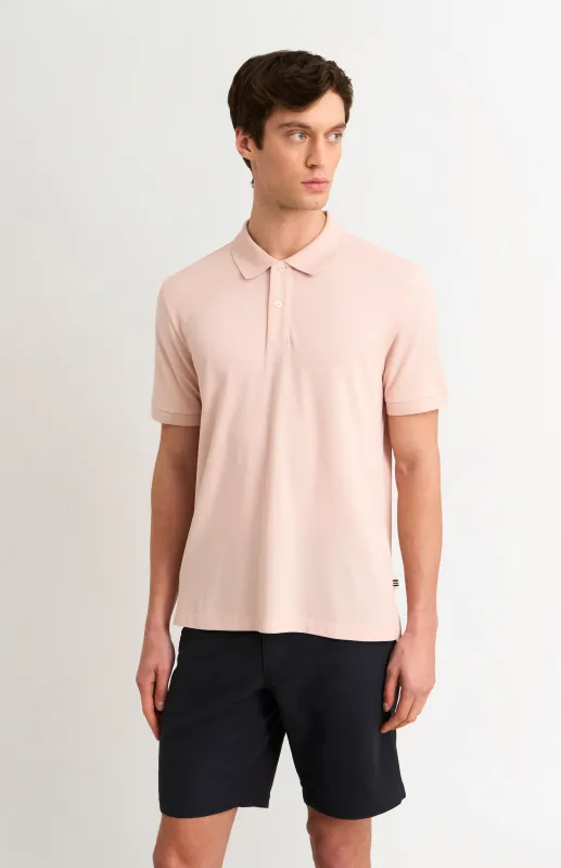 Men's Cotton Modal Pique Polo Shirt In Dusty Pink made by Pringle