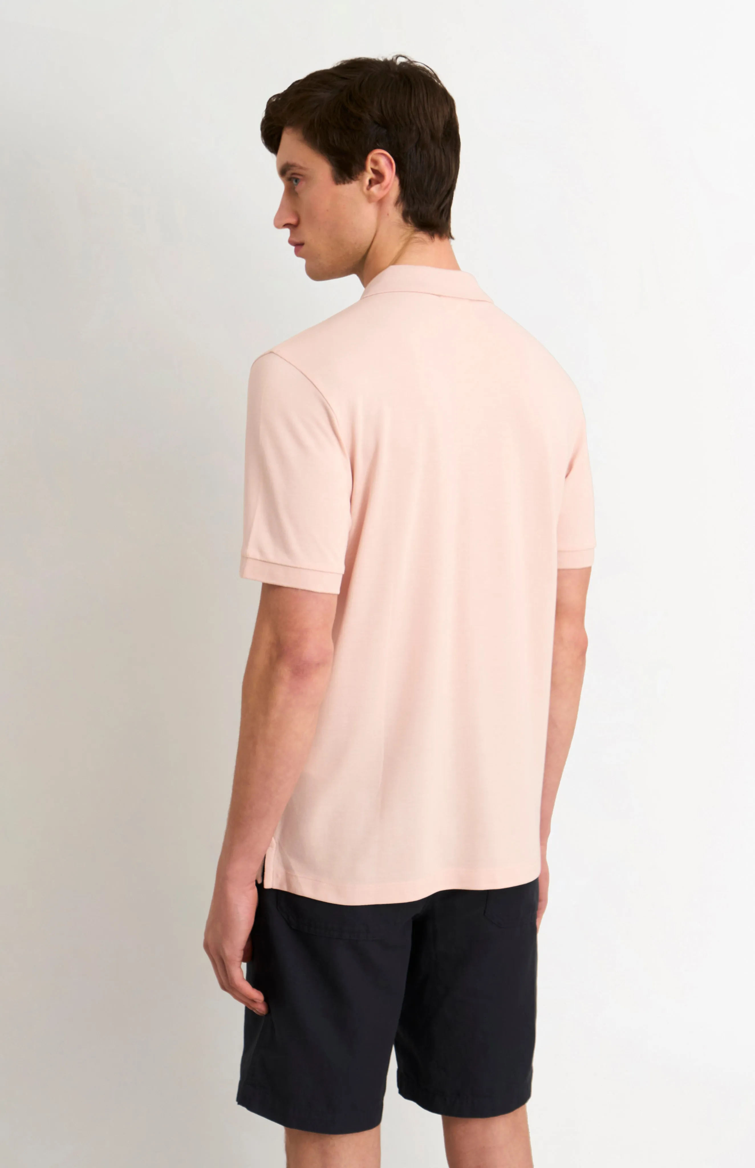 Men's Cotton Modal Pique Polo Shirt In Dusty Pink sold by Pringle of Scotland product image thumbnail 3