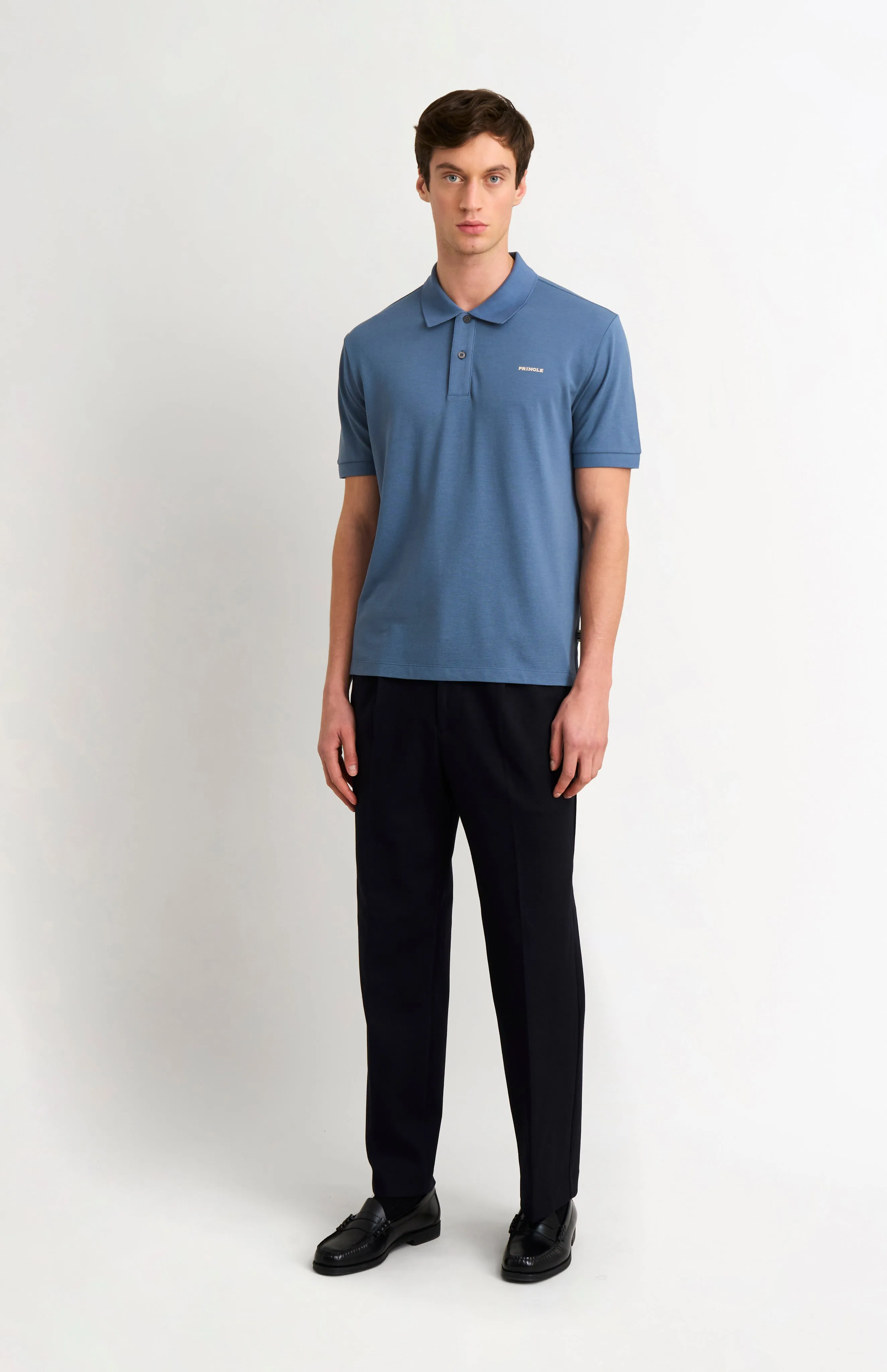 Men's Cotton Modal Pique Polo Shirt In Bering Sea Blue sold by Pringle of Scotland product image thumbnail 2