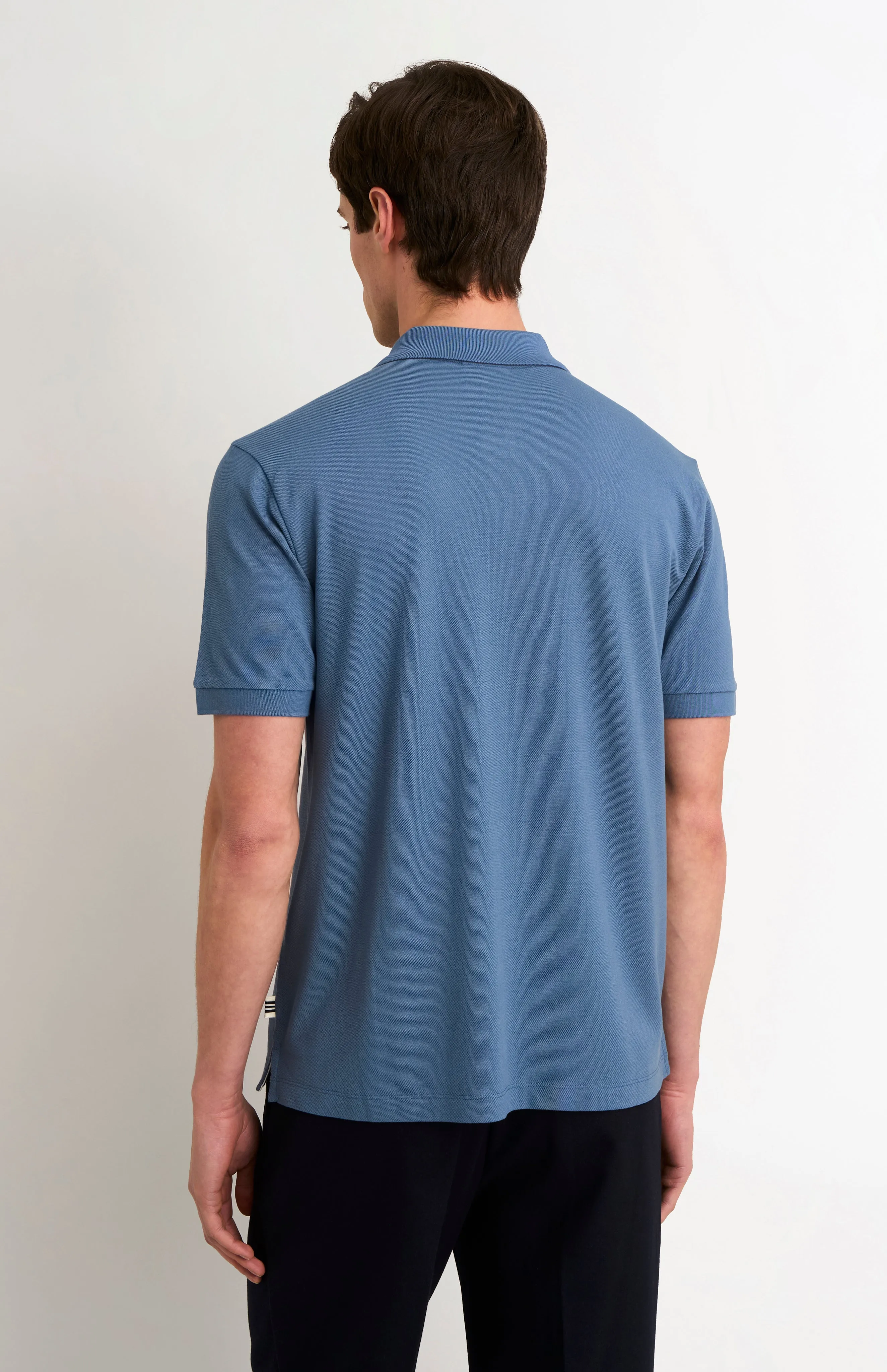 Men's Cotton Modal Pique Polo Shirt In Bering Sea Blue sold by Pringle of Scotland product image thumbnail 3