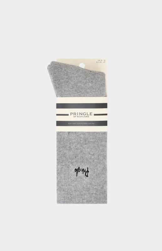 3 Pack Cotton Cushioned Sports Socks in Grey made by Pringle