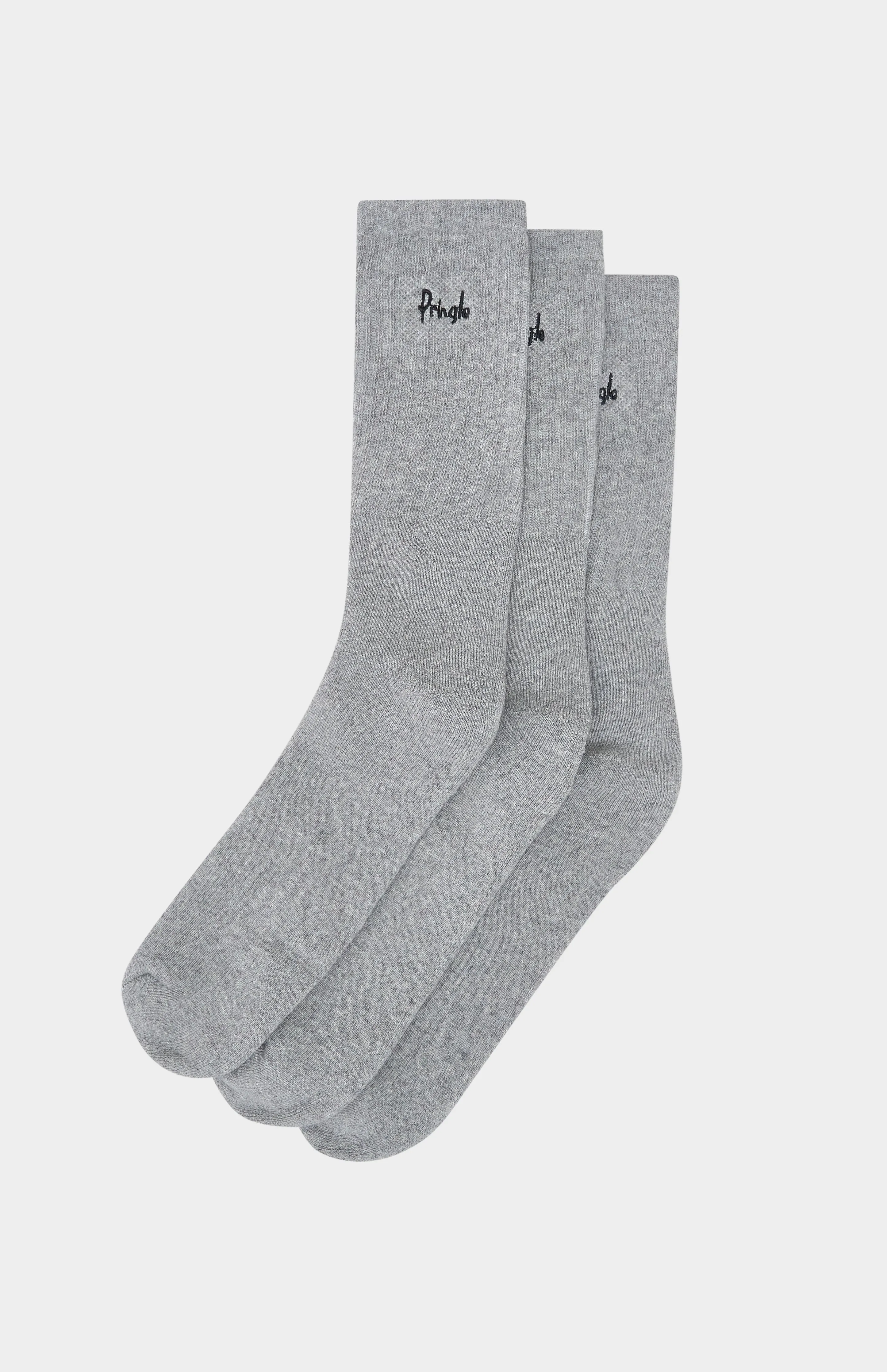 3 Pack Cotton Cushioned Sports Socks in Grey sold by Pringle of Scotland product image thumbnail 2