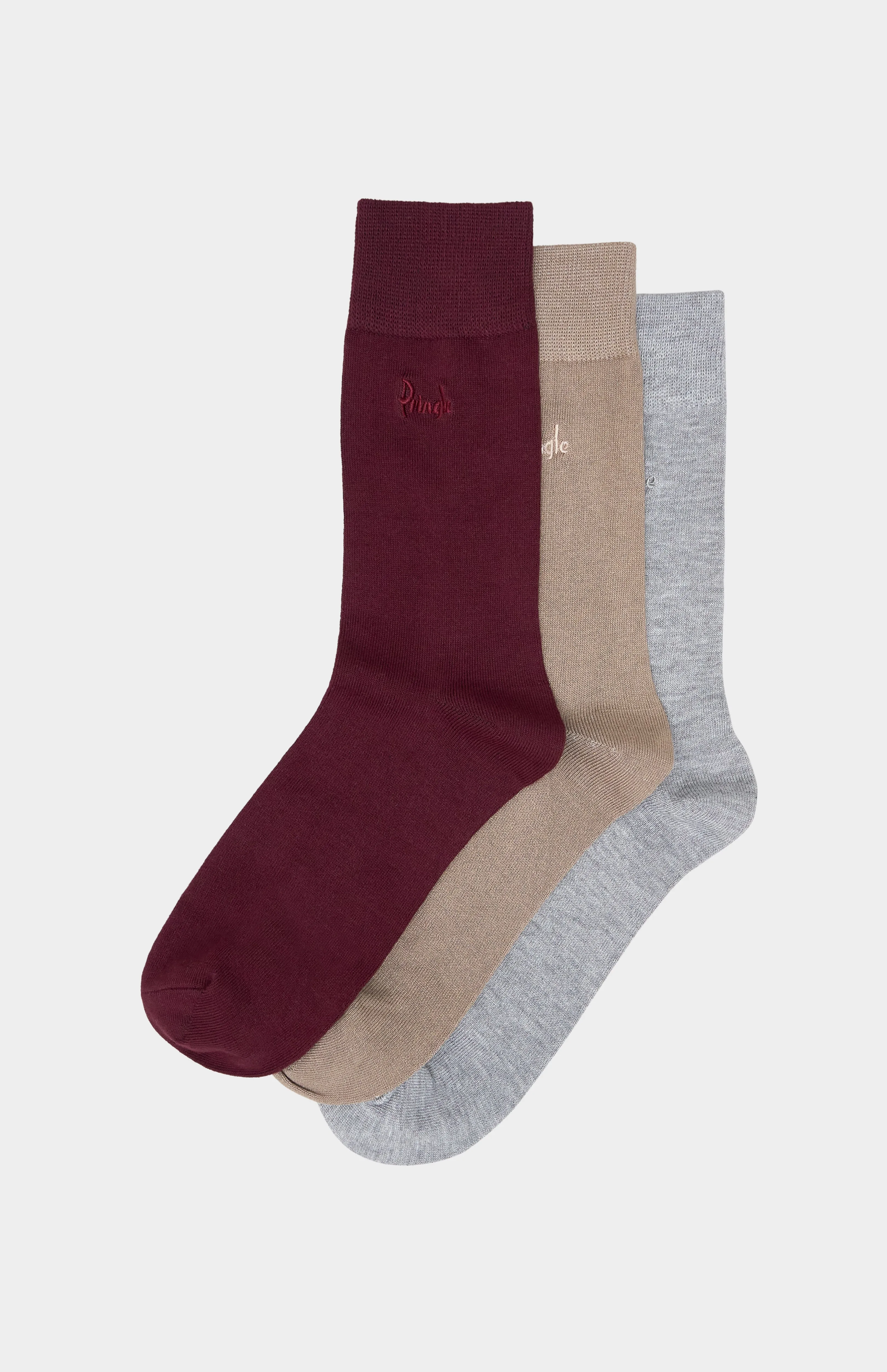 3 Pack Bamboo Socks in Grey, Mushroom & Burgundy sold by Pringle of Scotland product image thumbnail 2