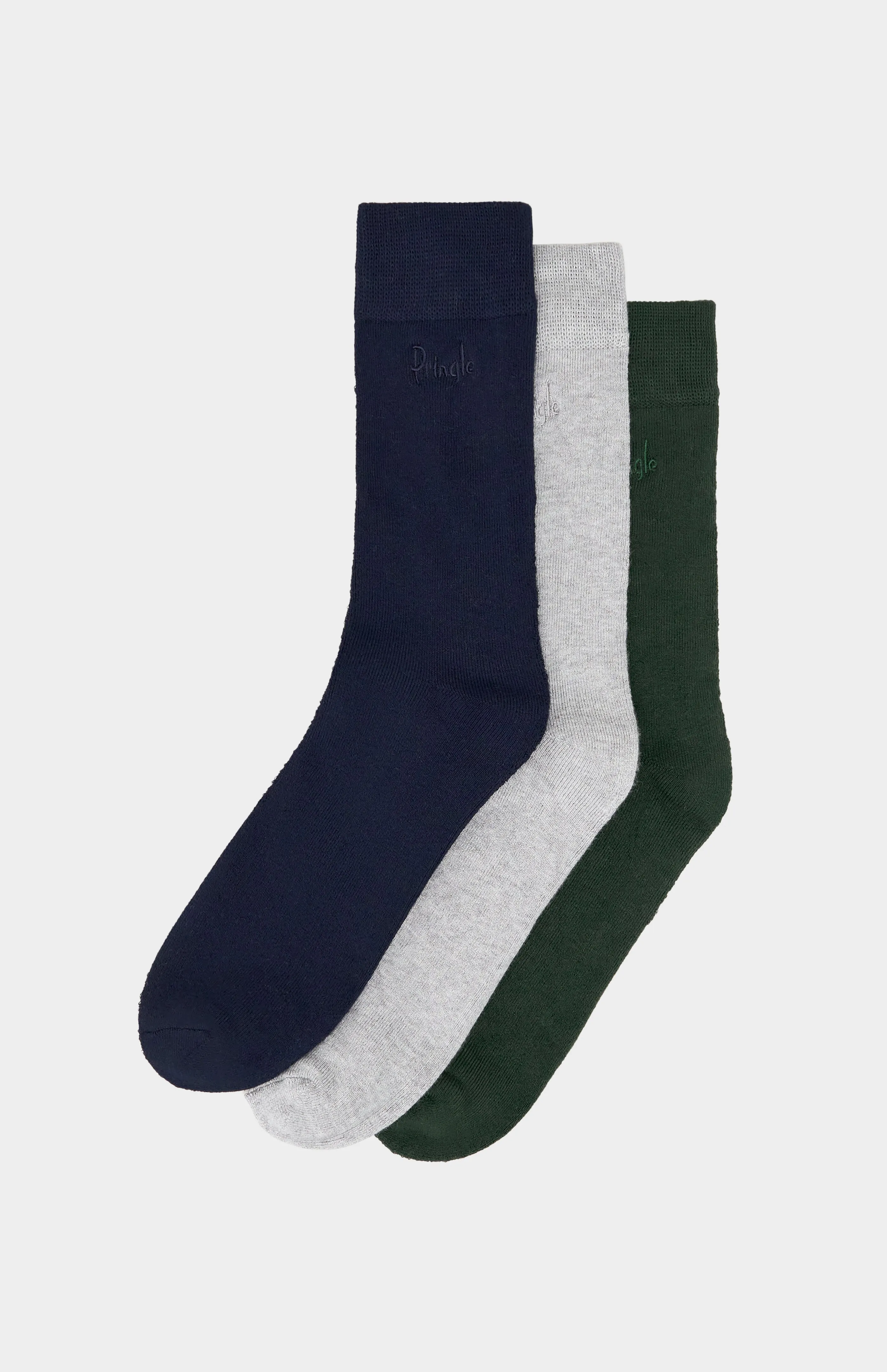 3 Pack Bamboo Cushioned Socks in Grey, Green & Blue sold by Pringle of Scotland product image thumbnail 2