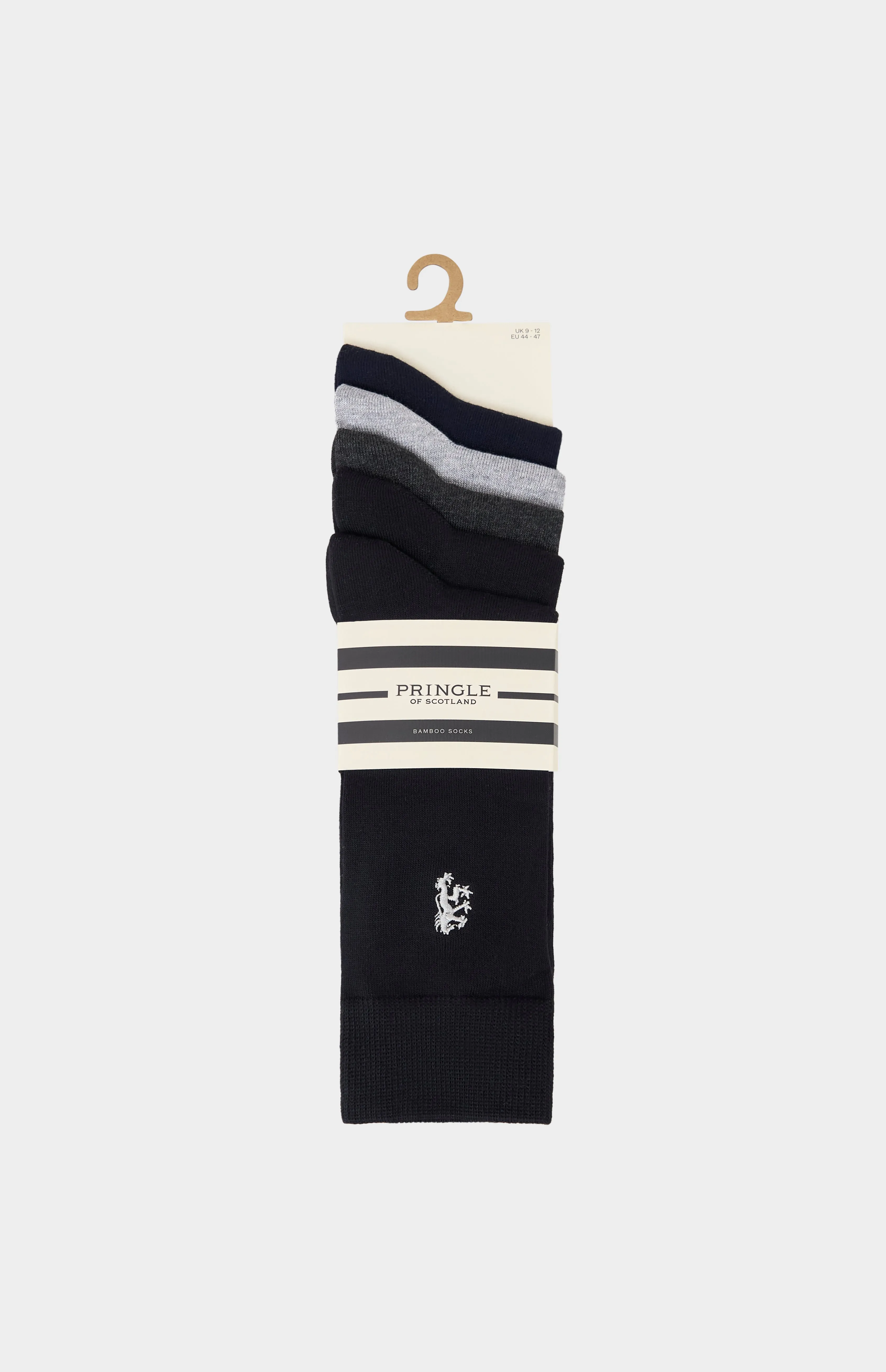 5 Pack Bamboo Plain Crew Socks in Mixed sold by Pringle of Scotland