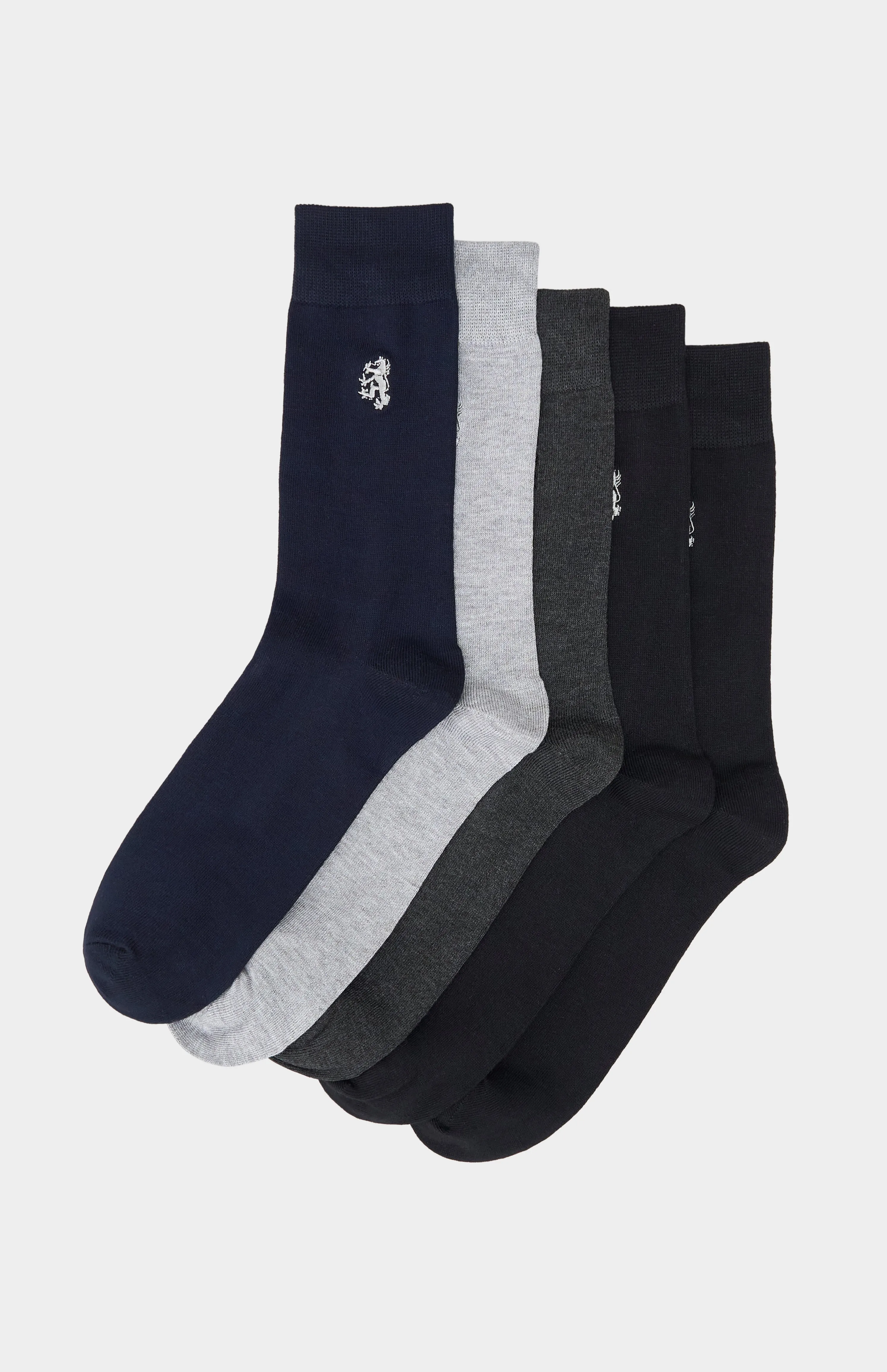 5 Pack Bamboo Plain Crew Socks in Mixed sold by Pringle of Scotland product image thumbnail 2