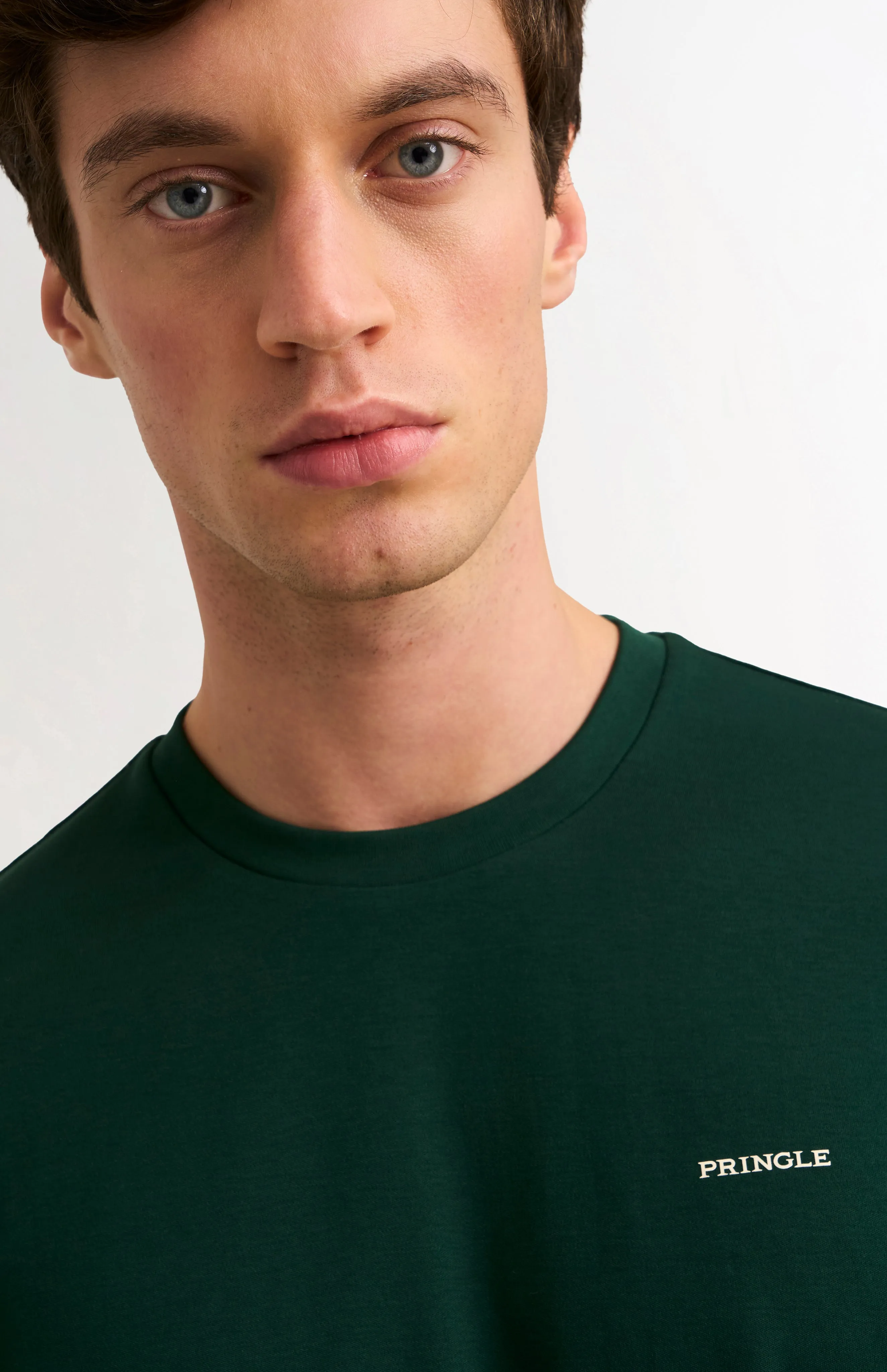 Men's Heavyweight Long Staple Cotton T-shirt In Forest Green sold by Pringle of Scotland product image thumbnail 4