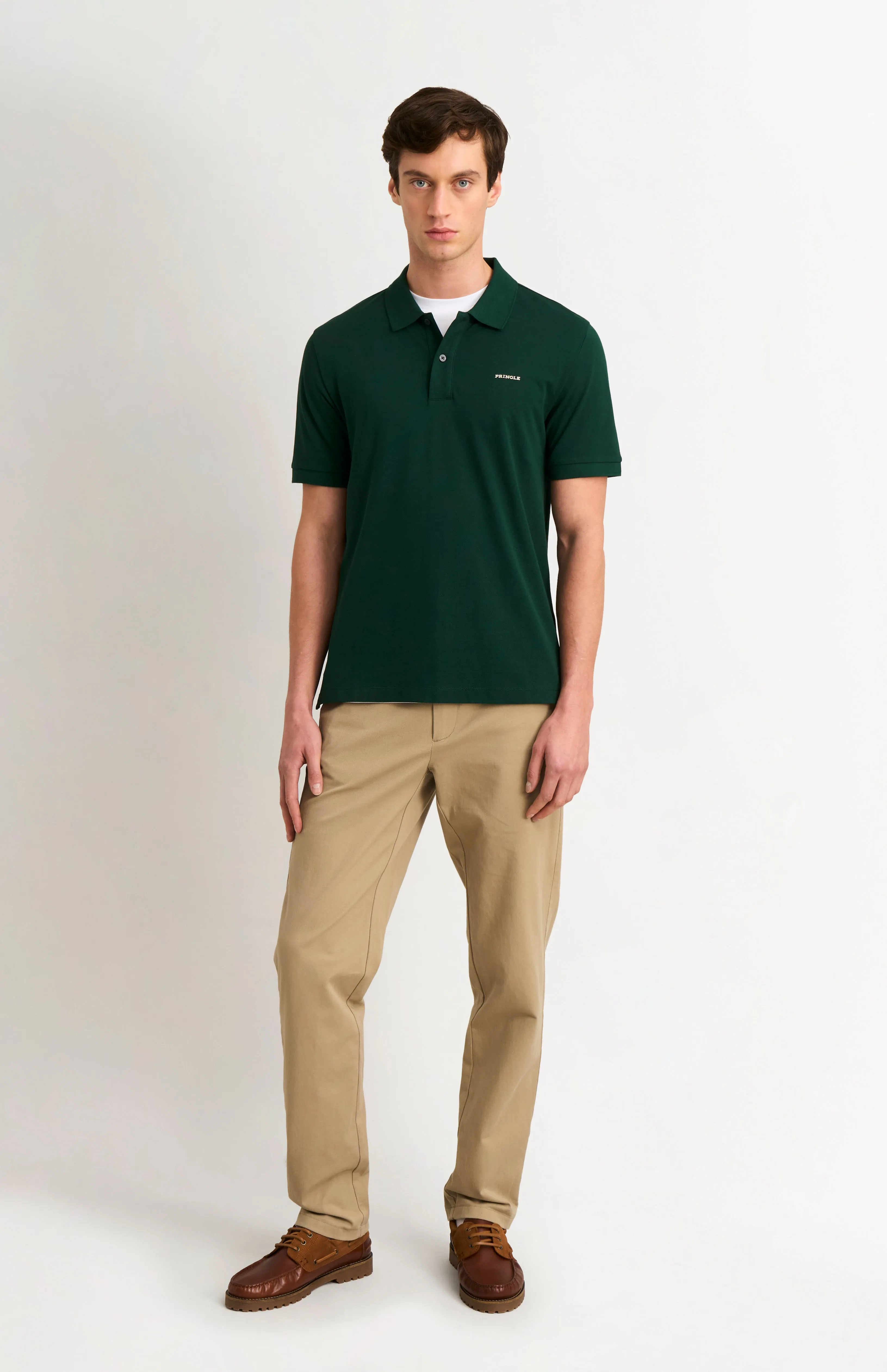 Men's Cotton Modal Pique Polo Shirt In Forest Green sold by Pringle of Scotland product image thumbnail 4