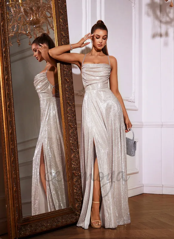 Pleated Cowl A-line Polyester Maxi Dress - 416570 made by Celimoya