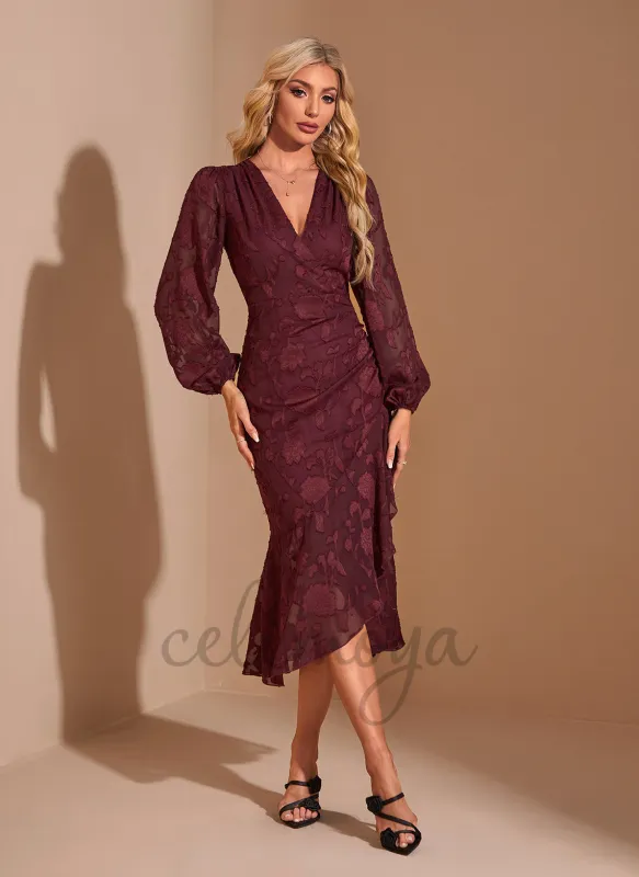 V-Neck Trumpet/Mermaid Chiffon Asymmetrical Midi Dress - 310333 made by Celimoya