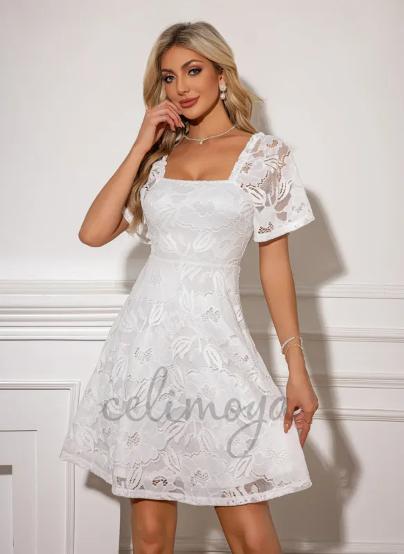 Square A-line Lace Mini Dress - 307504 made by Celimoya