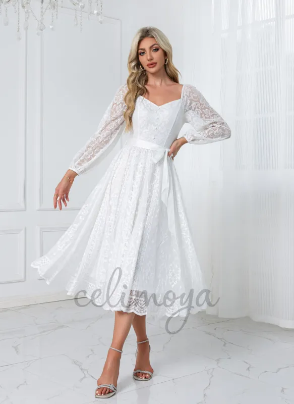 Sweetheart A-line Lace Midi Dresses - 305904 sold by Celimoya