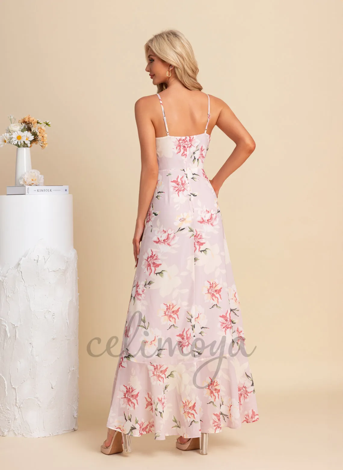 V-Neck A-line Chiffon Asymmetrical Maxi Dresses - 304062 sold by Celimoya product image thumbnail 2
