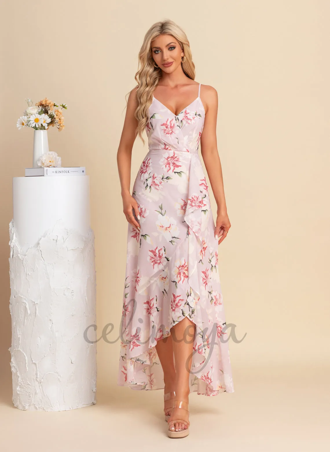 V-Neck A-line Chiffon Asymmetrical Maxi Dresses - 304062 sold by Celimoya product image thumbnail 3