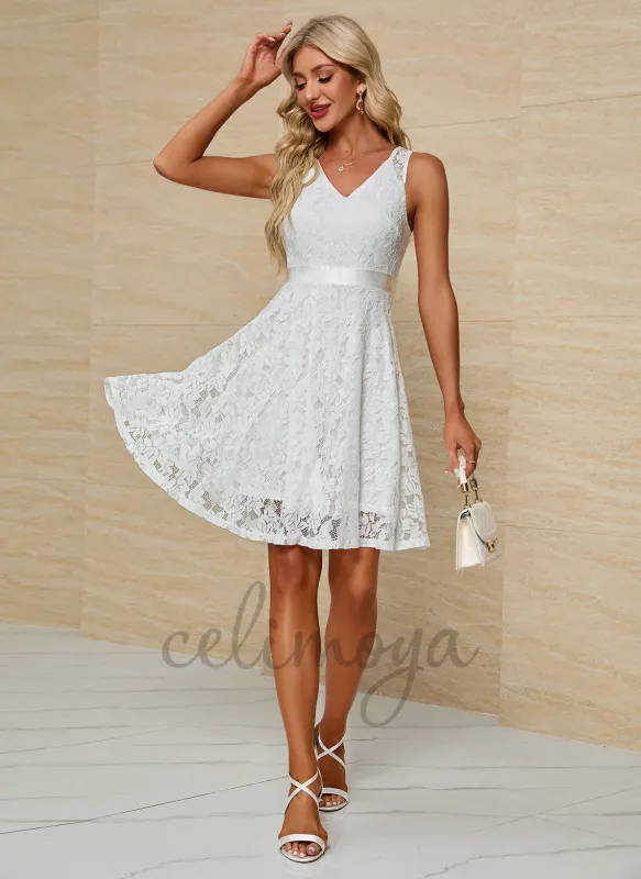 V-Neck Elegant A-line Lace Midi Dresses - 299337 sold by Celimoya