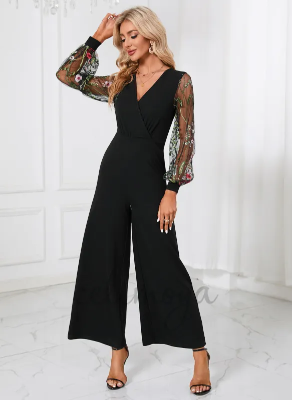 V-Neck Elegant Jumpsuit/Pantsuit Polyester Ankle-Length Dresses - 294124 sold by Celimoya