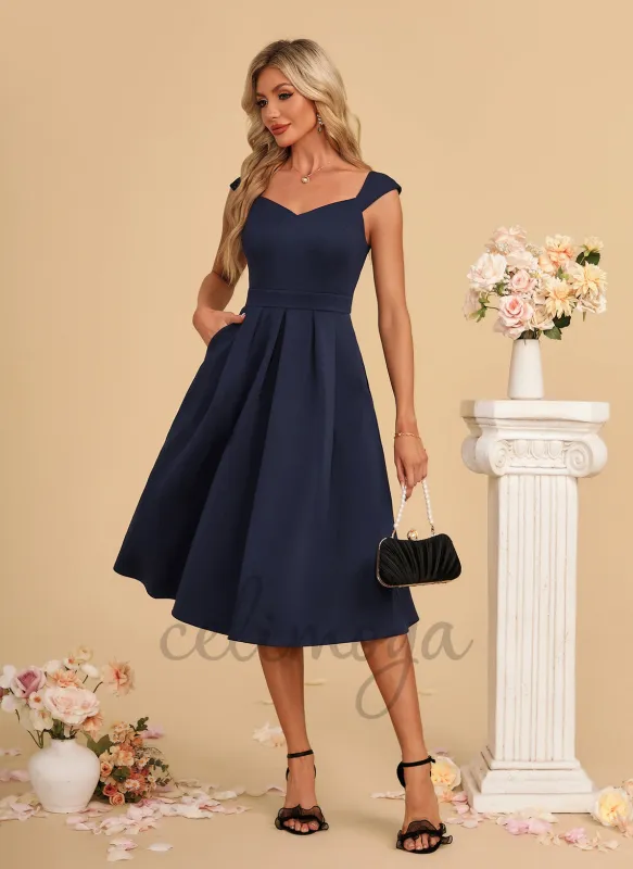 Sweetheart A-line Polyester Midi Dress - 415114 sold by Celimoya