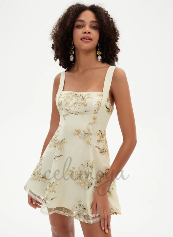 A-line Square Short/Mini Lace Dress With Sequins - 294689 sold by Celimoya