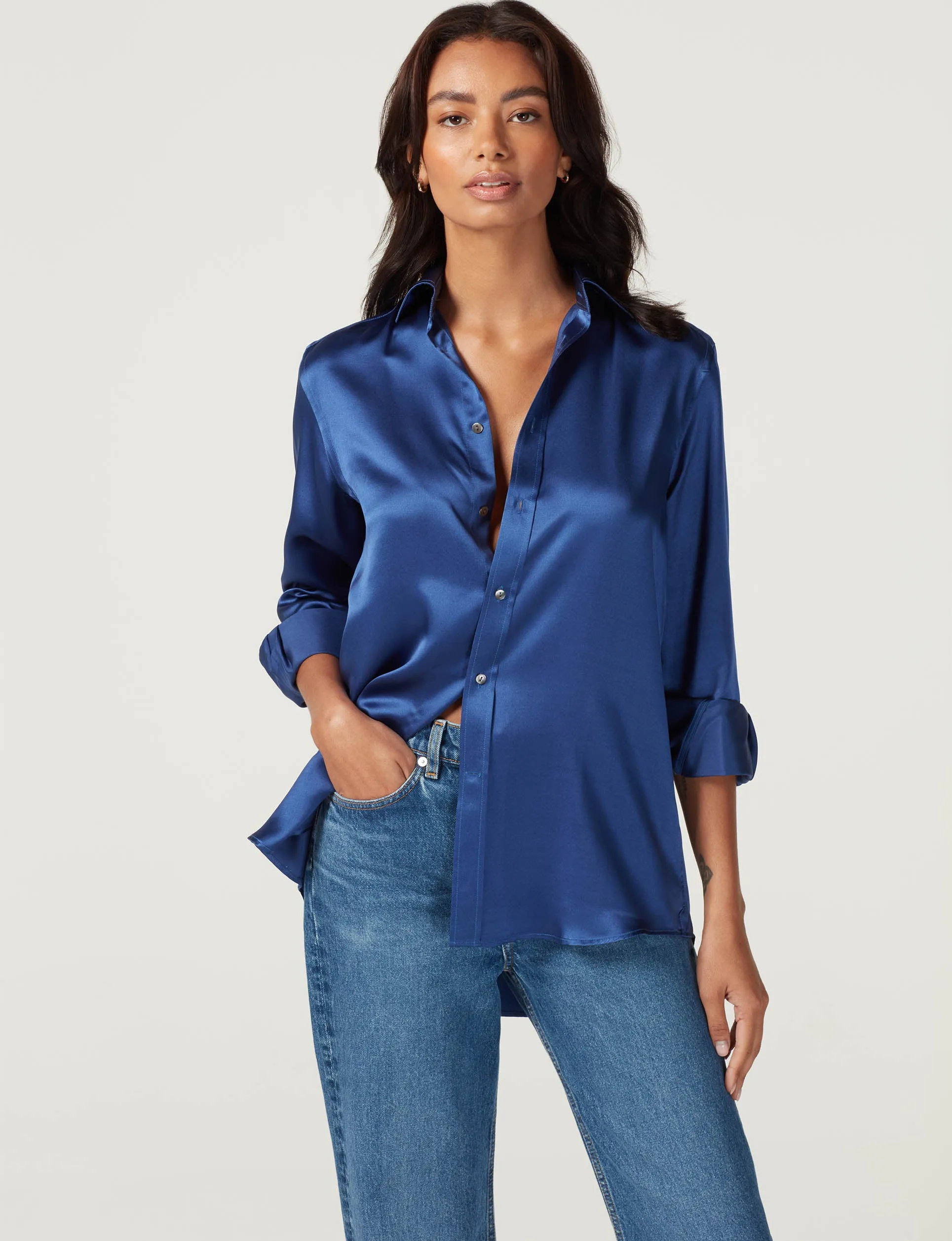 The Boyfriend: Silk Satin, Sapphire Blue sold by With Nothing Underneath product image thumbnail 2