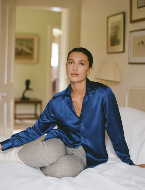 The Boyfriend: Silk Satin, Sapphire Blue sold by With Nothing Underneath