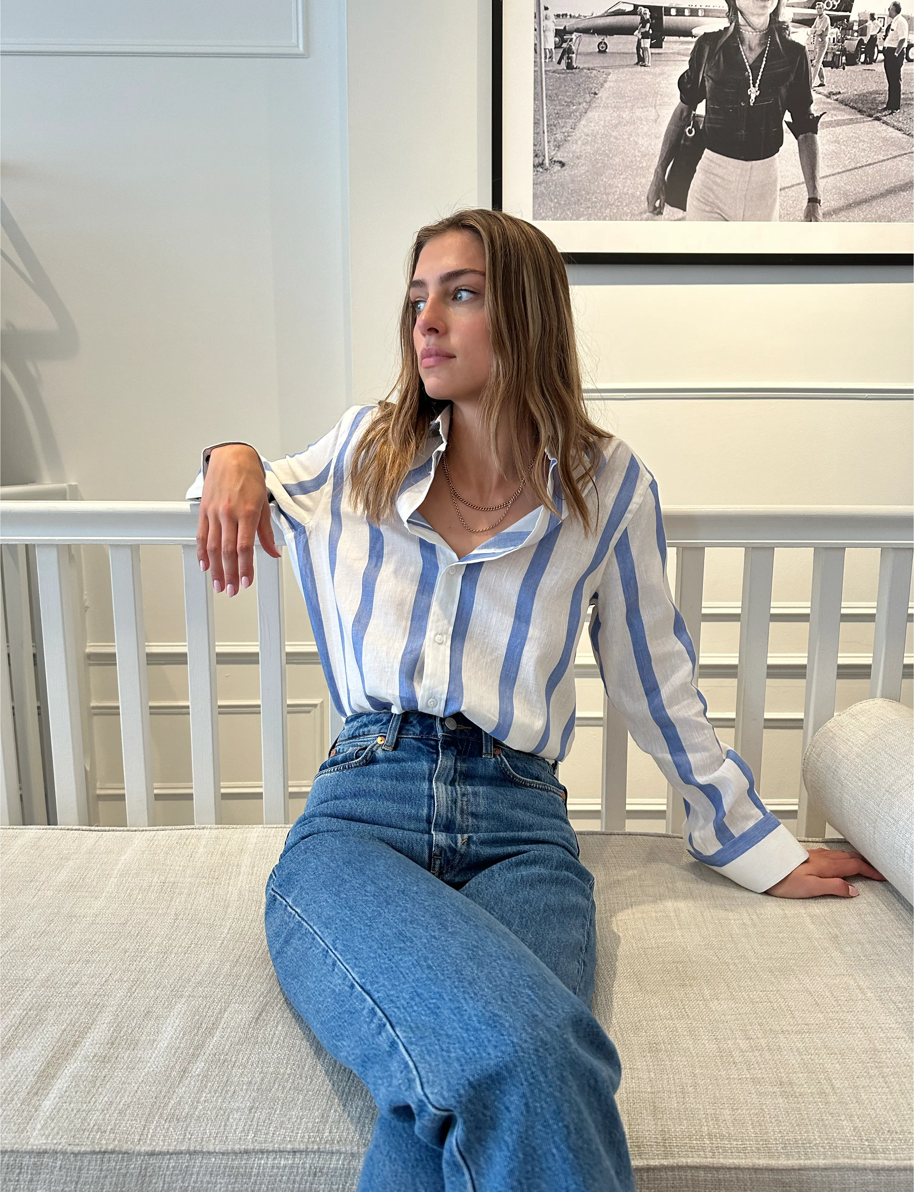 The Boyfriend: Weave, Ocean Blue Stripe sold by With Nothing Underneath