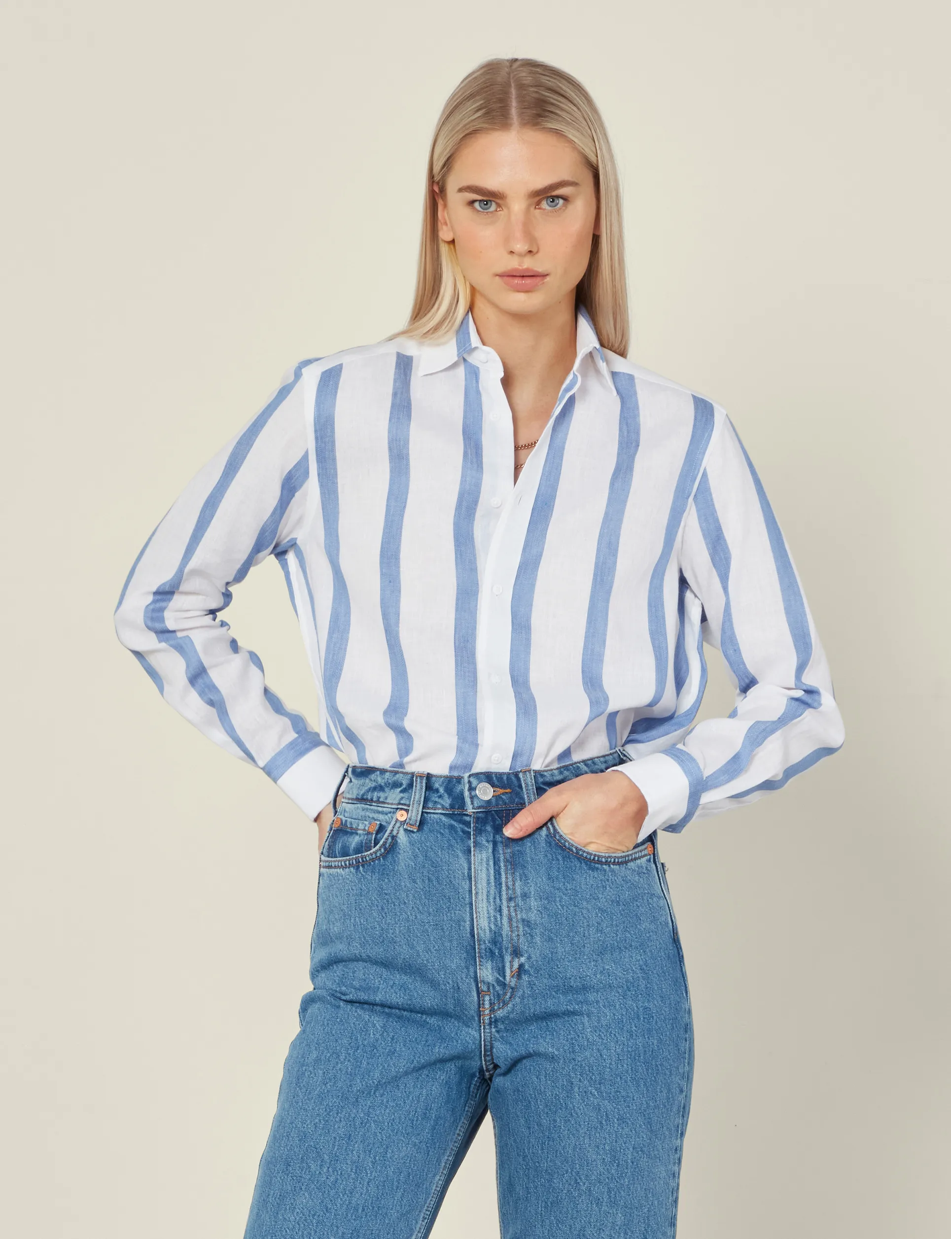 The Boyfriend: Weave, Ocean Blue Stripe sold by With Nothing Underneath product image thumbnail 2