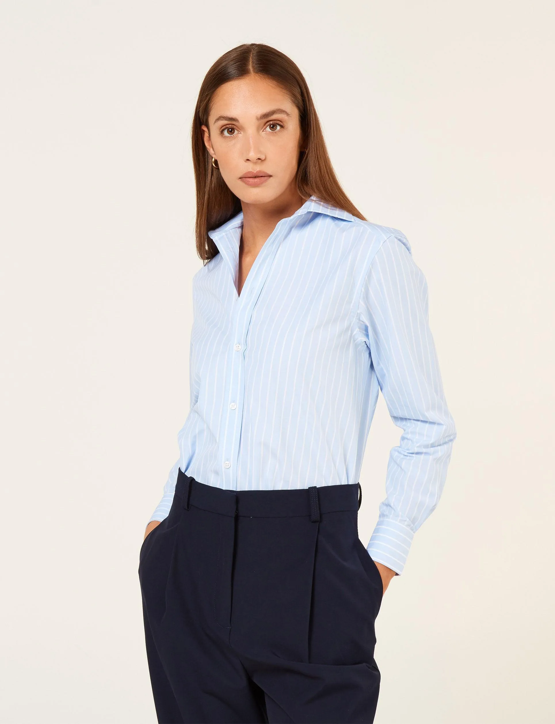 The Boyfriend: Poplin, Morning Blue Stripe sold by With Nothing Underneath