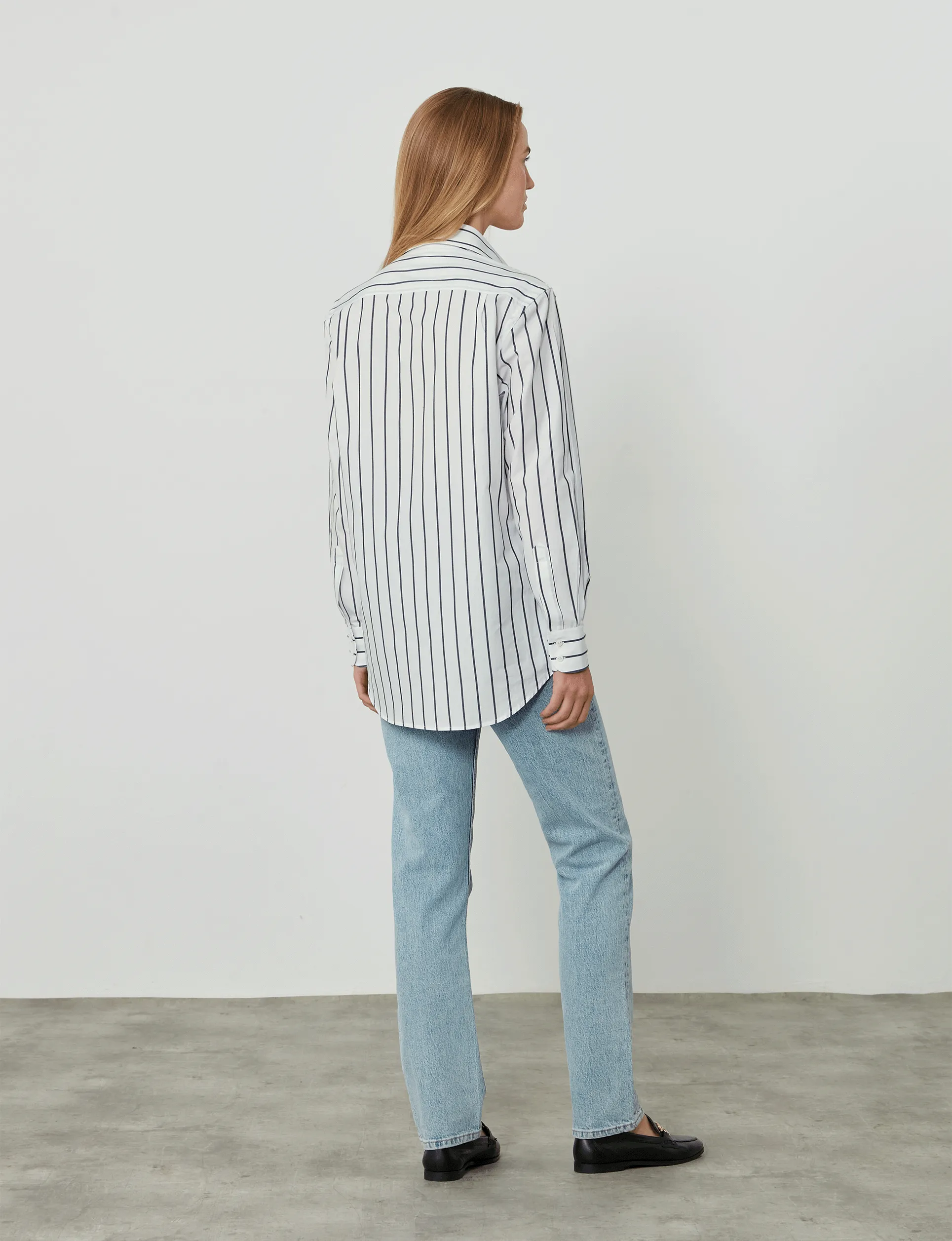 The Boyfriend: Fine Poplin, Midnight Blue Stripe sold by With Nothing Underneath product image thumbnail 5